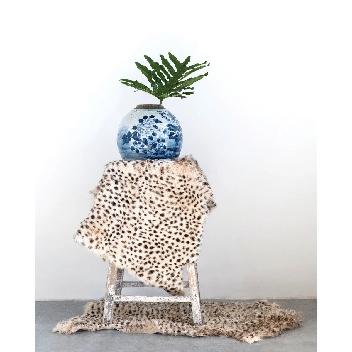 2' x 3' Leopard Print Goat Fur Rug - 2' x 3'