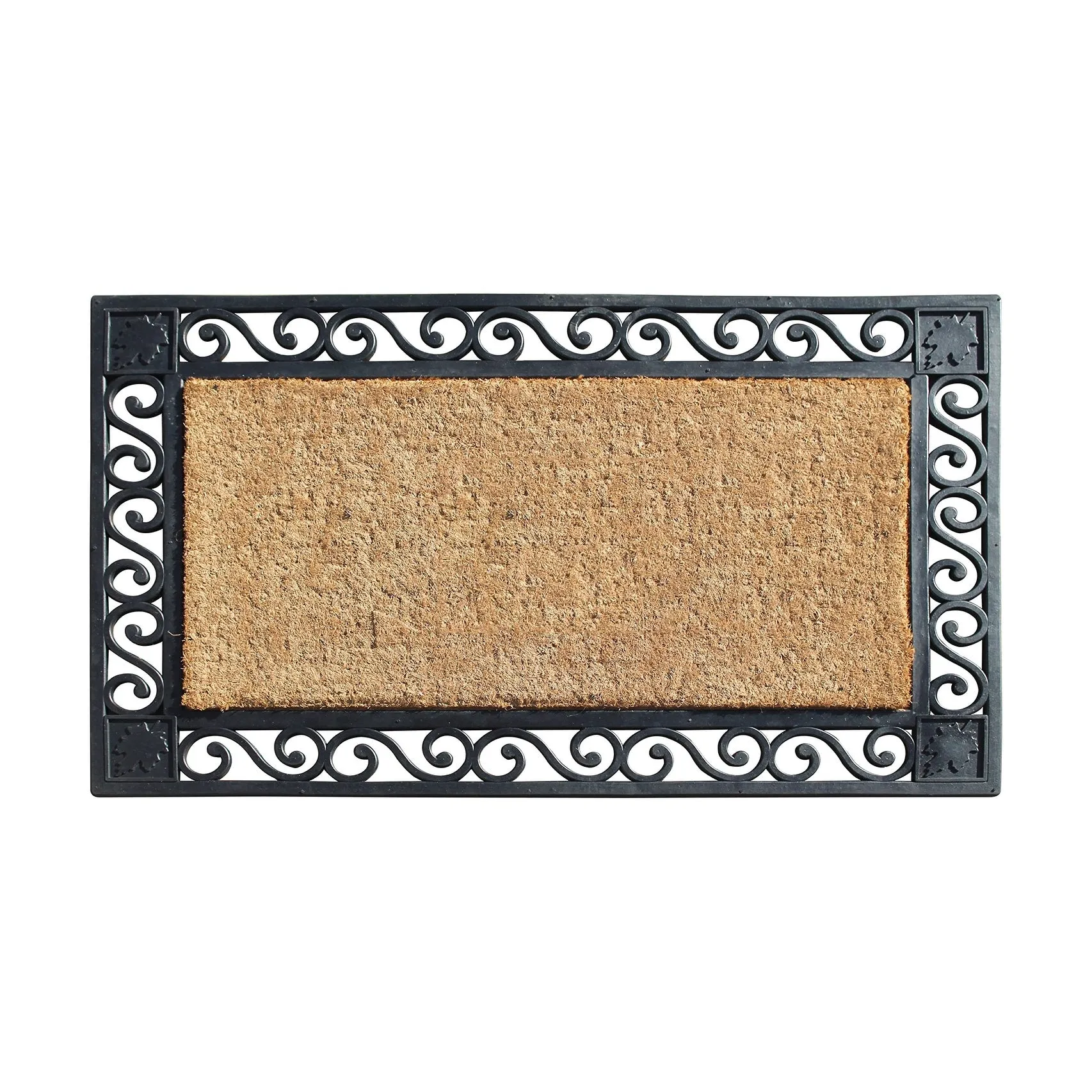 A1HC Rubber & Coir Dirt Trapper Heavy Weight Large Welcome Doormat 23x38. Floral Border