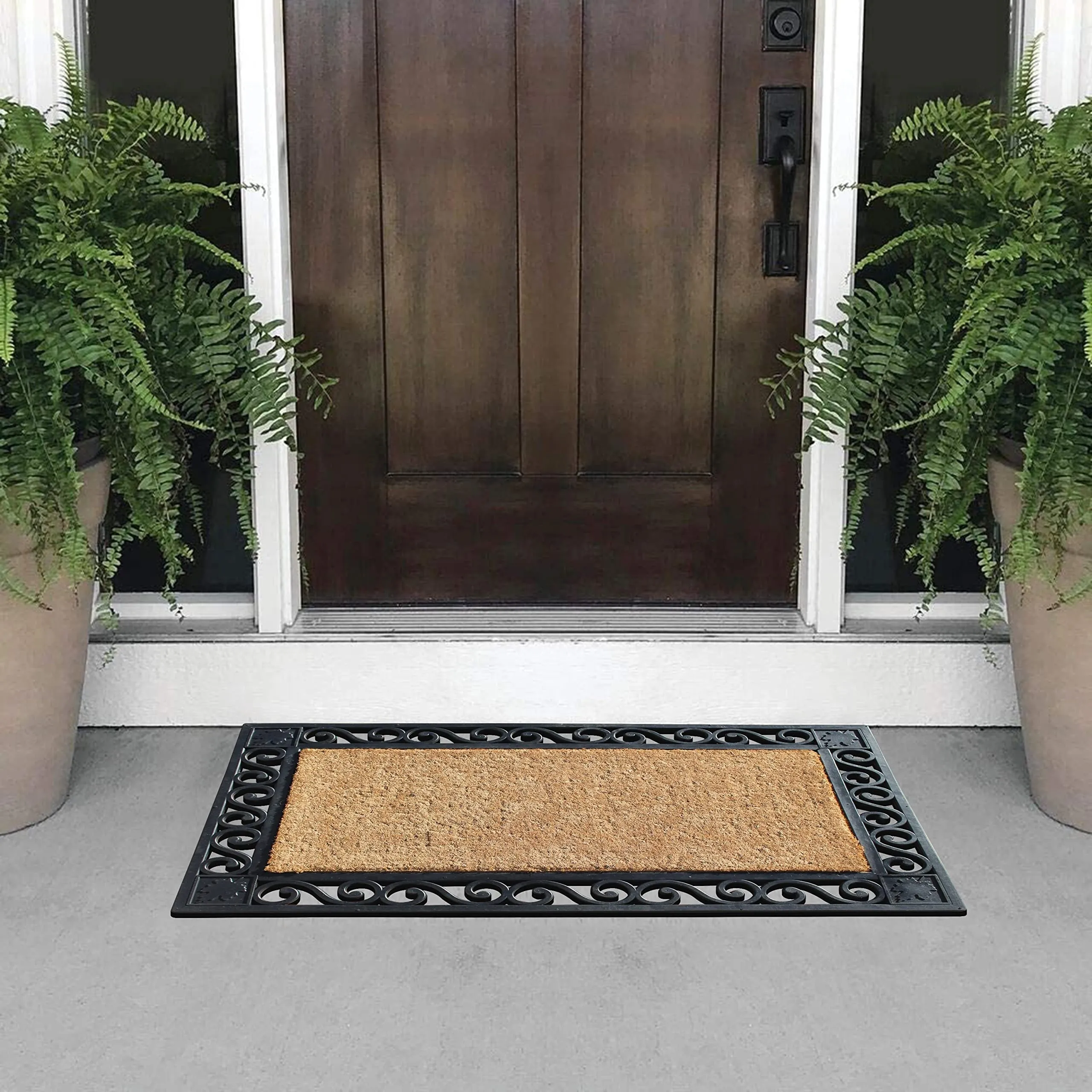 A1HC Rubber & Coir Dirt Trapper Heavy Weight Large Welcome Doormat 23x38. Floral Border