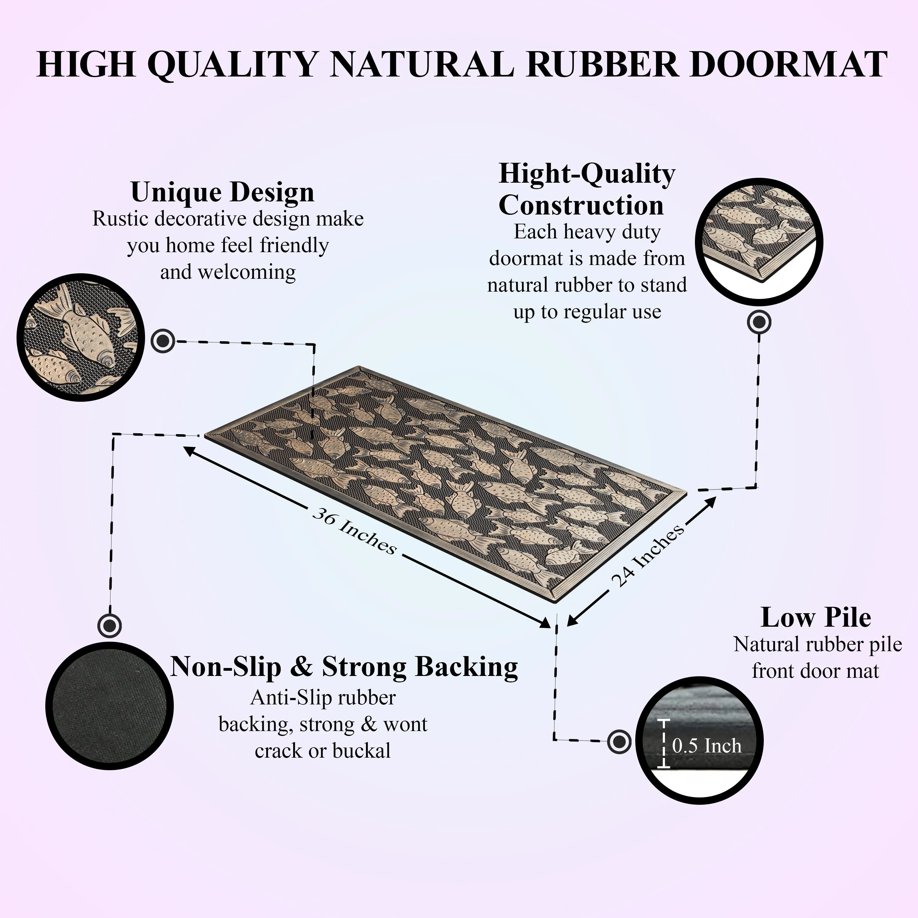 A1HC Rubber Pin Welcome Door Mats. Hand Finished. Non-Slip Backing Rubber. Heavy Duty Floormats