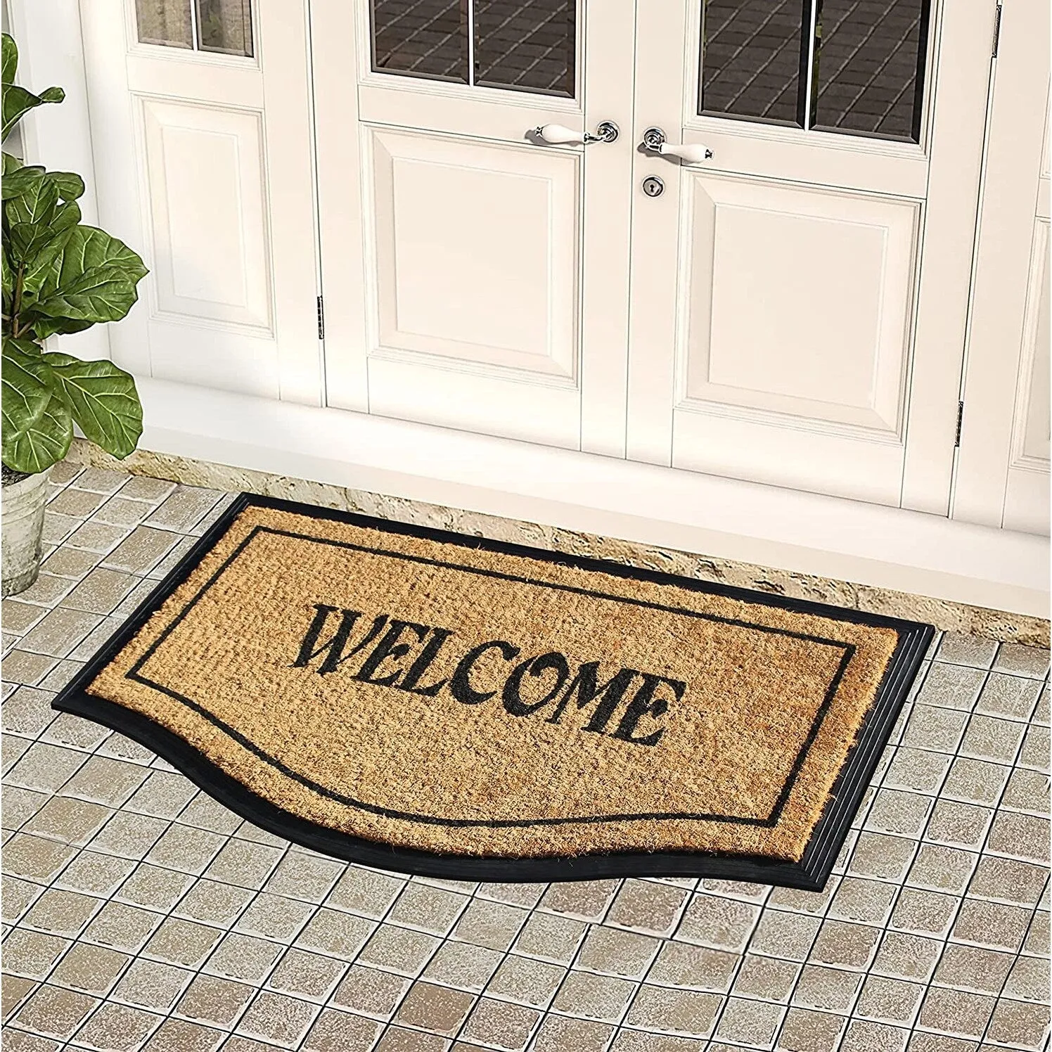 A1HC Welcome Rubber and Coir Large Heavy-Duty Outdoor Durable Doormat