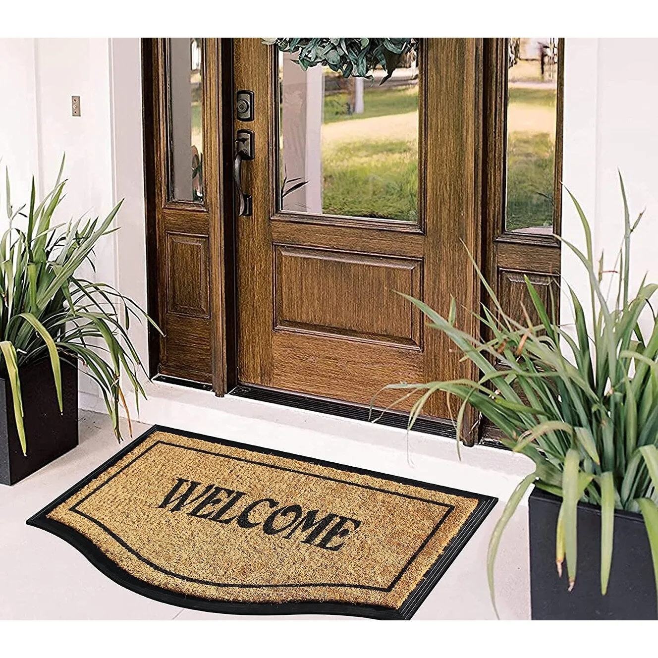 A1HC Welcome Rubber and Coir Large Heavy-Duty Outdoor Durable Doormat