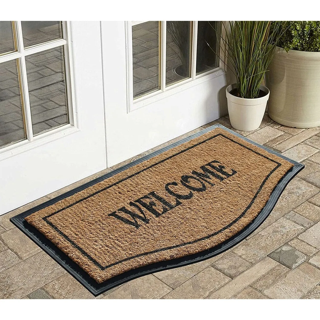 A1HC Welcome Rubber and Coir Large Heavy-Duty Outdoor Durable Doormat
