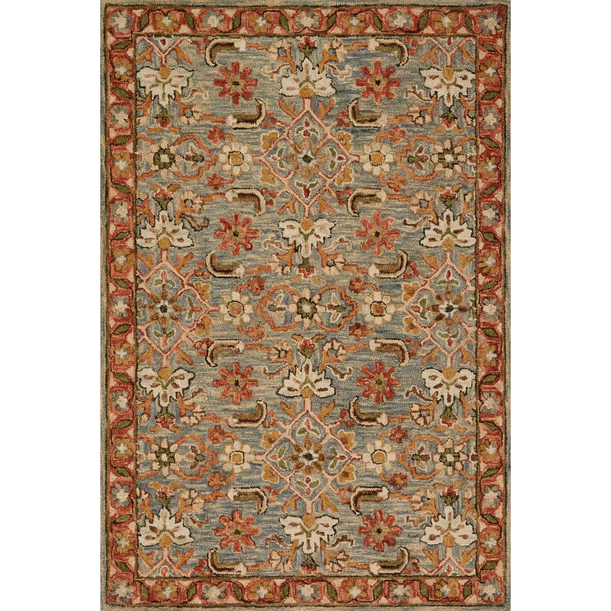 Alexander Home Madaline Traditional Floral Hand-Hooked 100% Wool Area Rug
