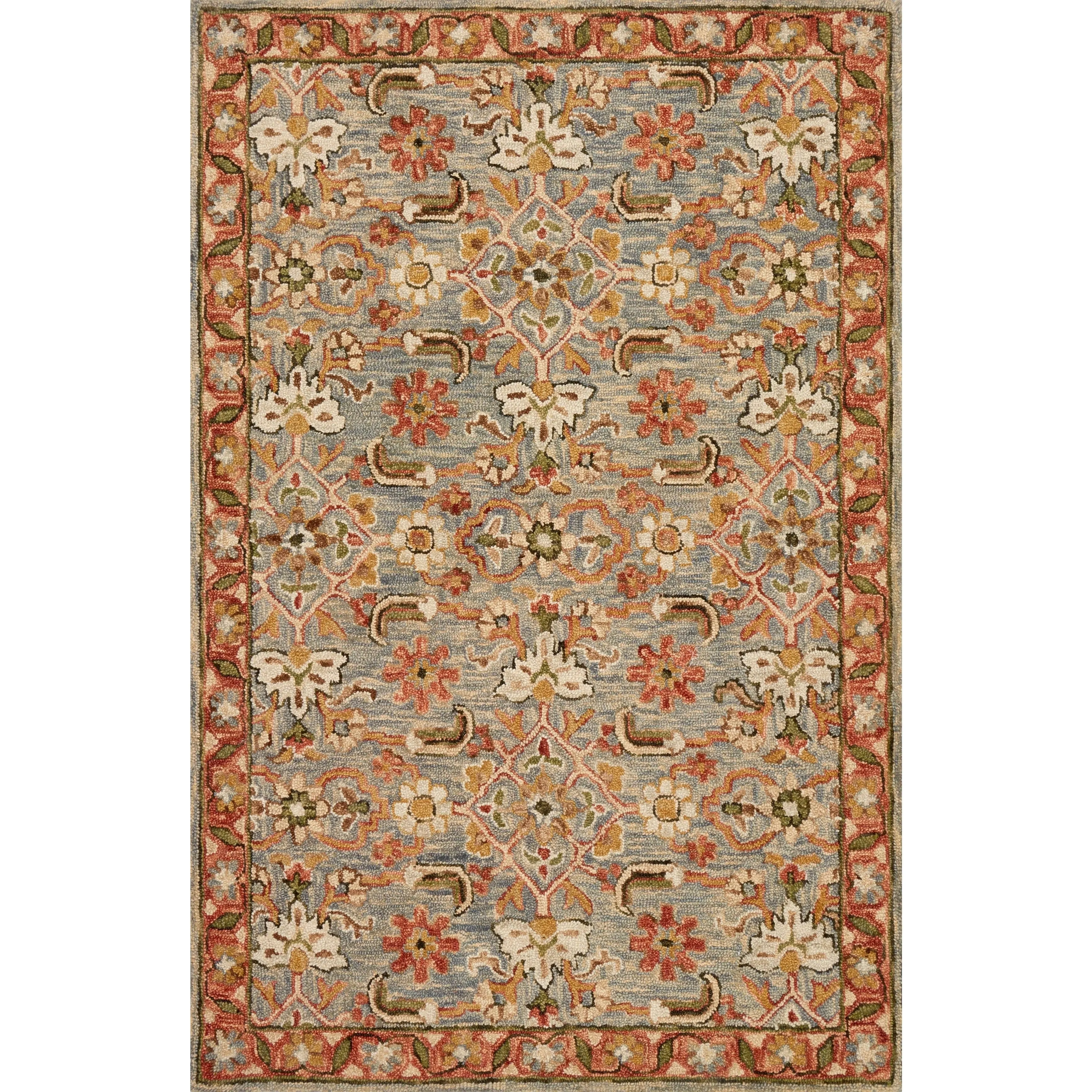 Alexander Home Madaline Traditional Floral Hand-Hooked 100% Wool Area Rug