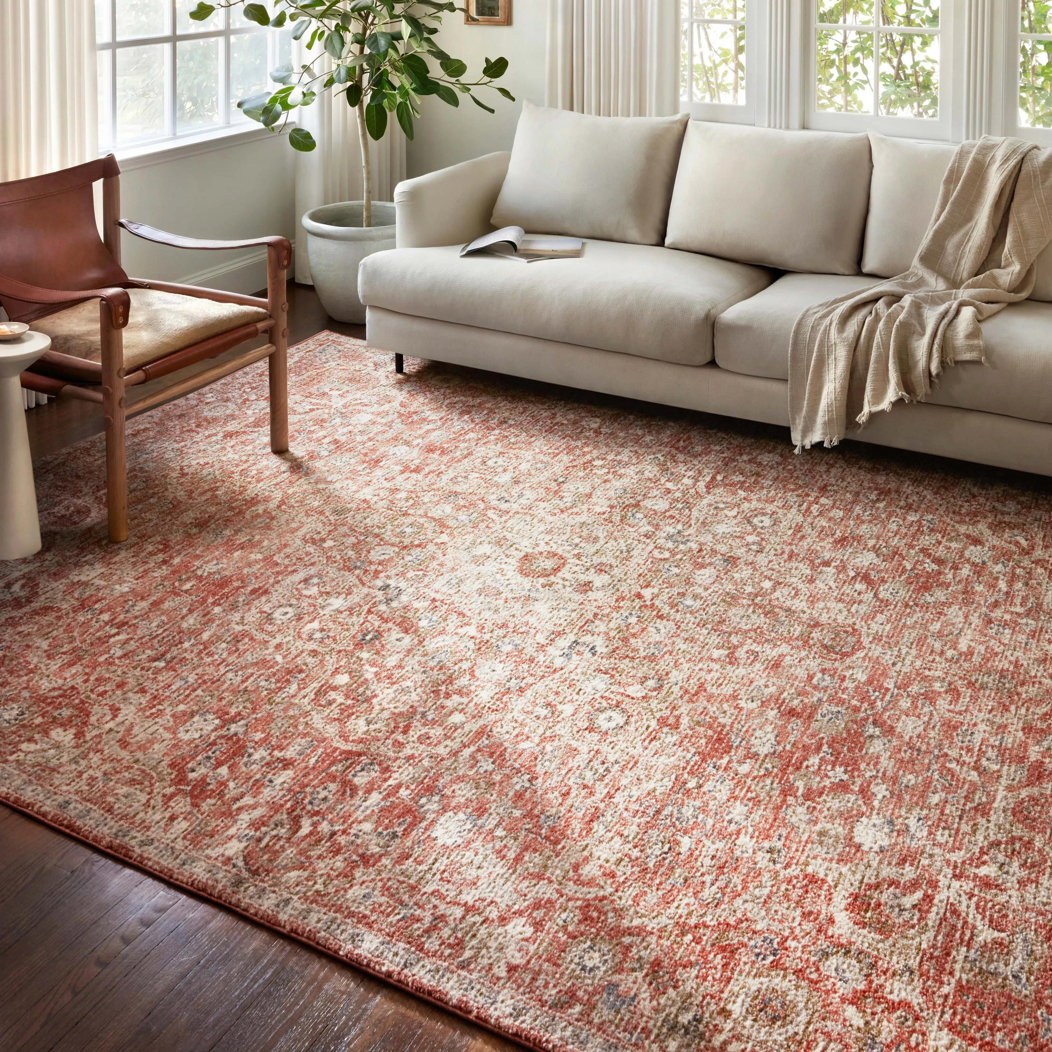 Alexander Home Valeria Distressed Botanical Area Rug