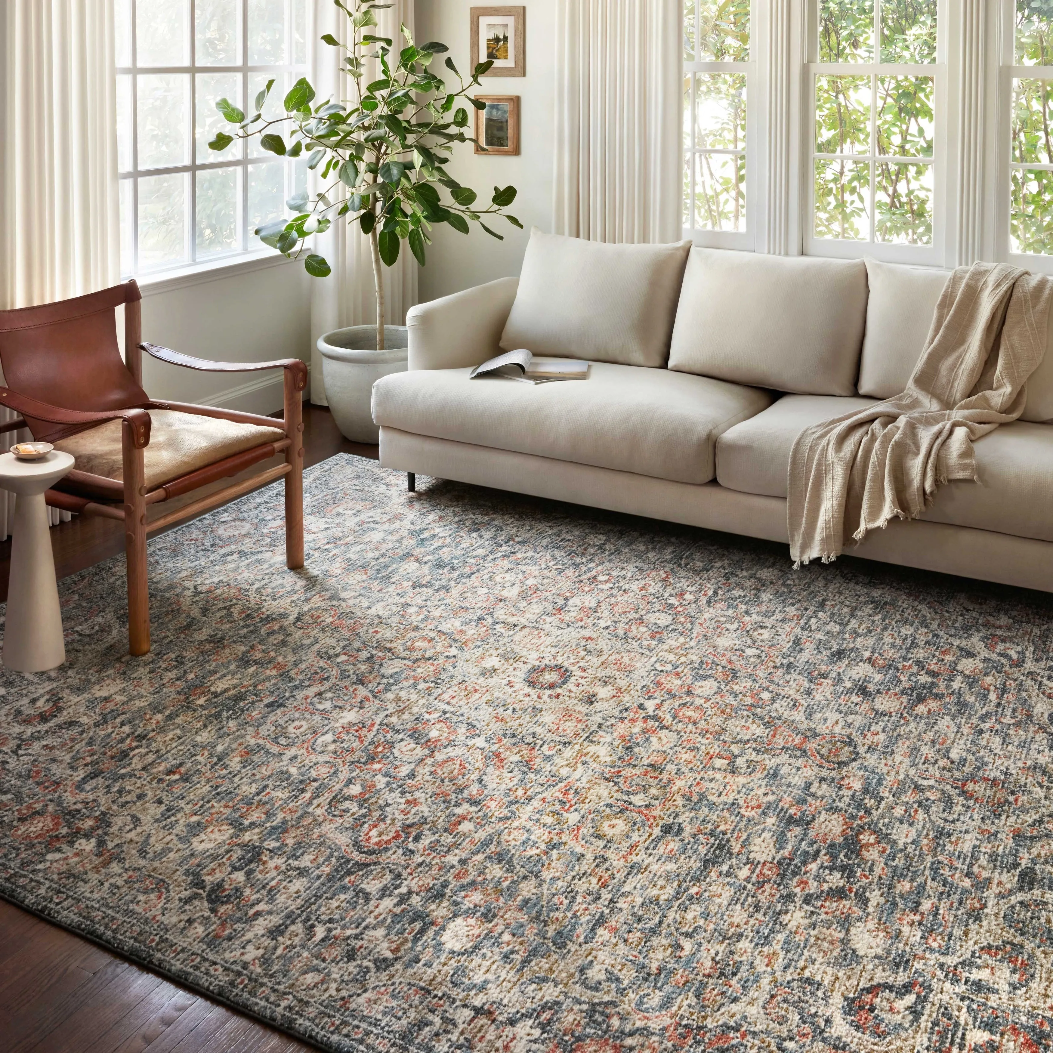 Alexander Home Valeria Distressed Botanical Area Rug