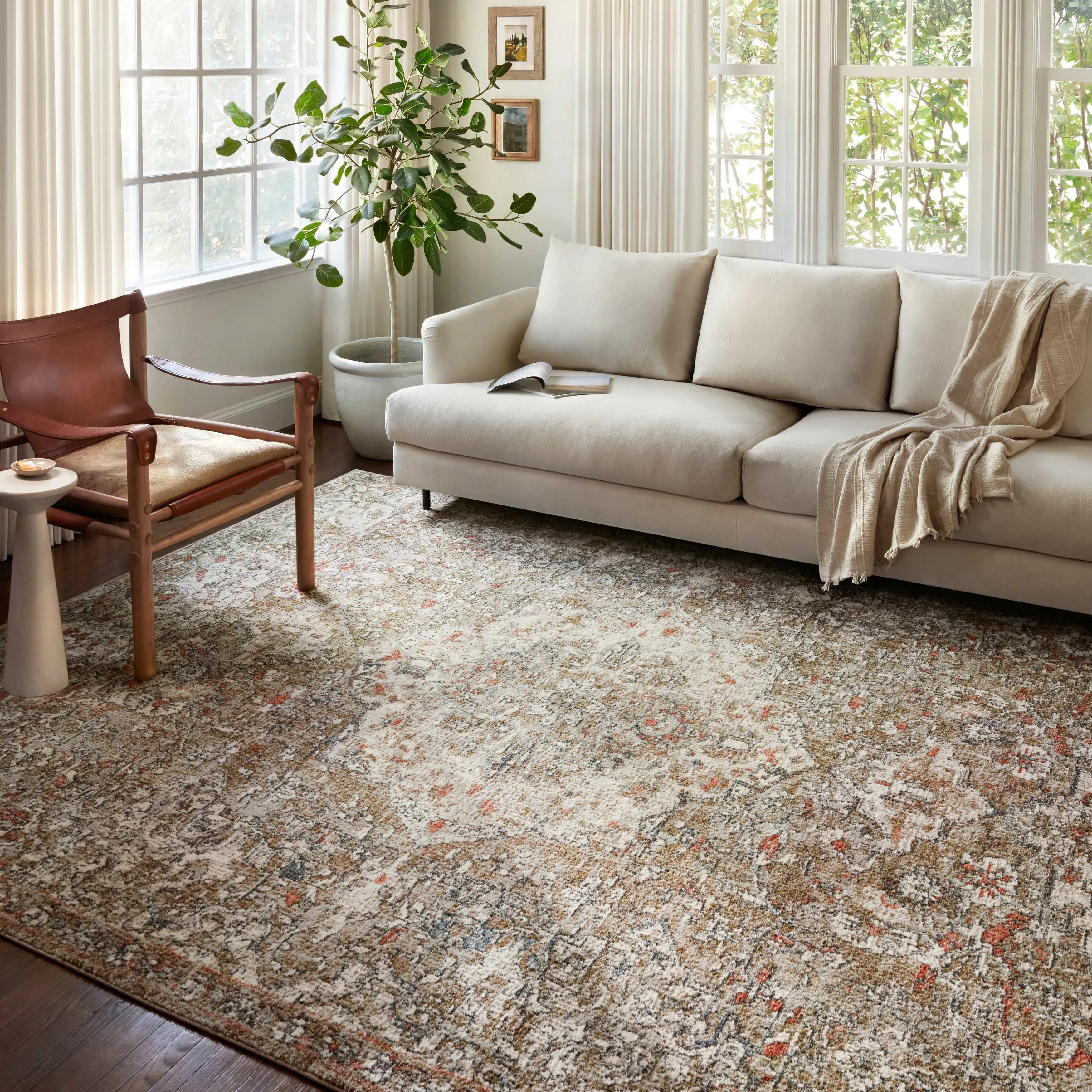 Alexander Home Valeria Distressed Medallion Area Rug