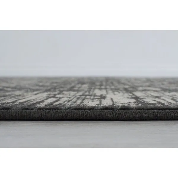 Allstar Rugs Gray and Black Rectangular Accent Area Rug with Beige Diamond Lattice Design - 7' 6x9' 8