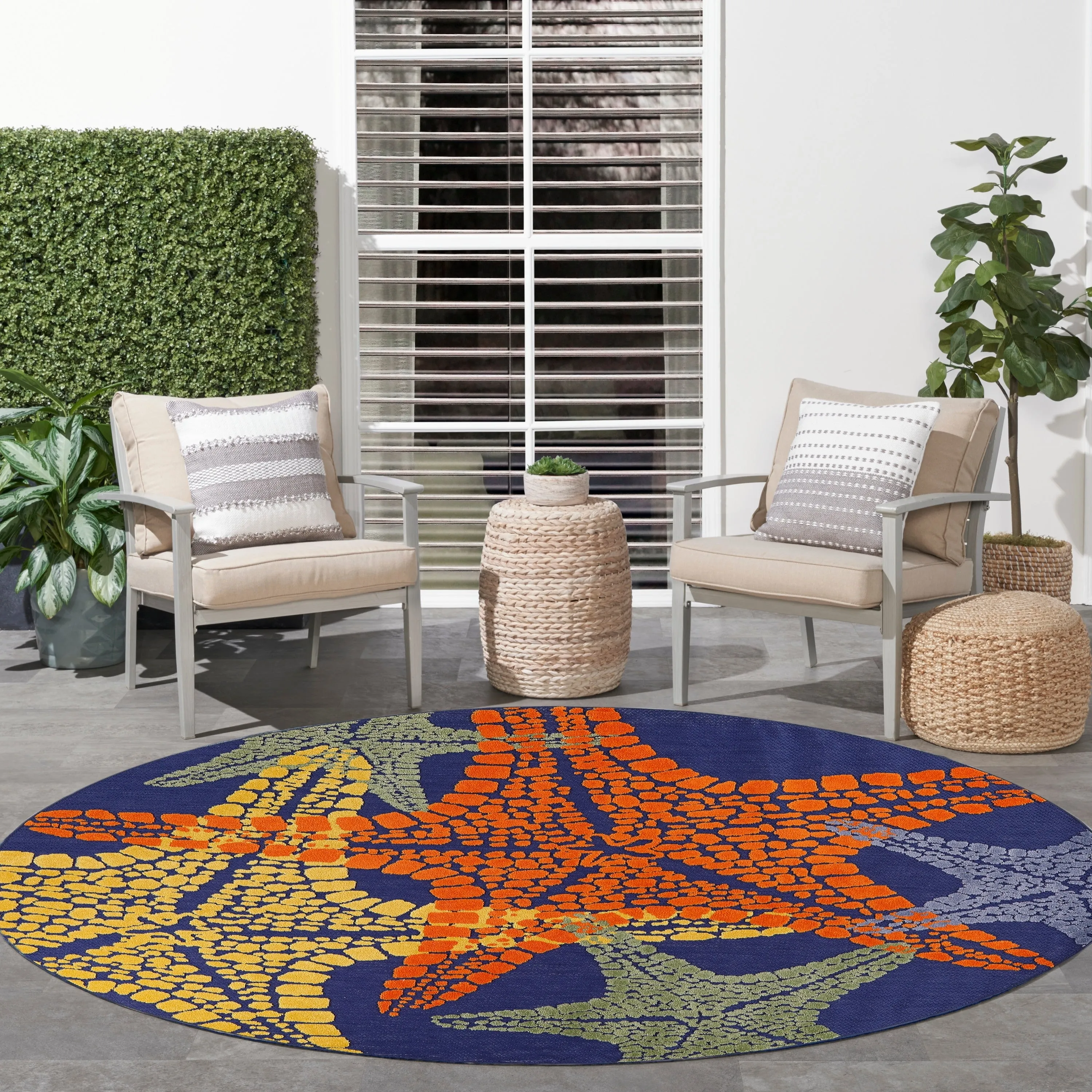 Aloha Coastal Starfish Beach Indoor/Outdoor Area Rug