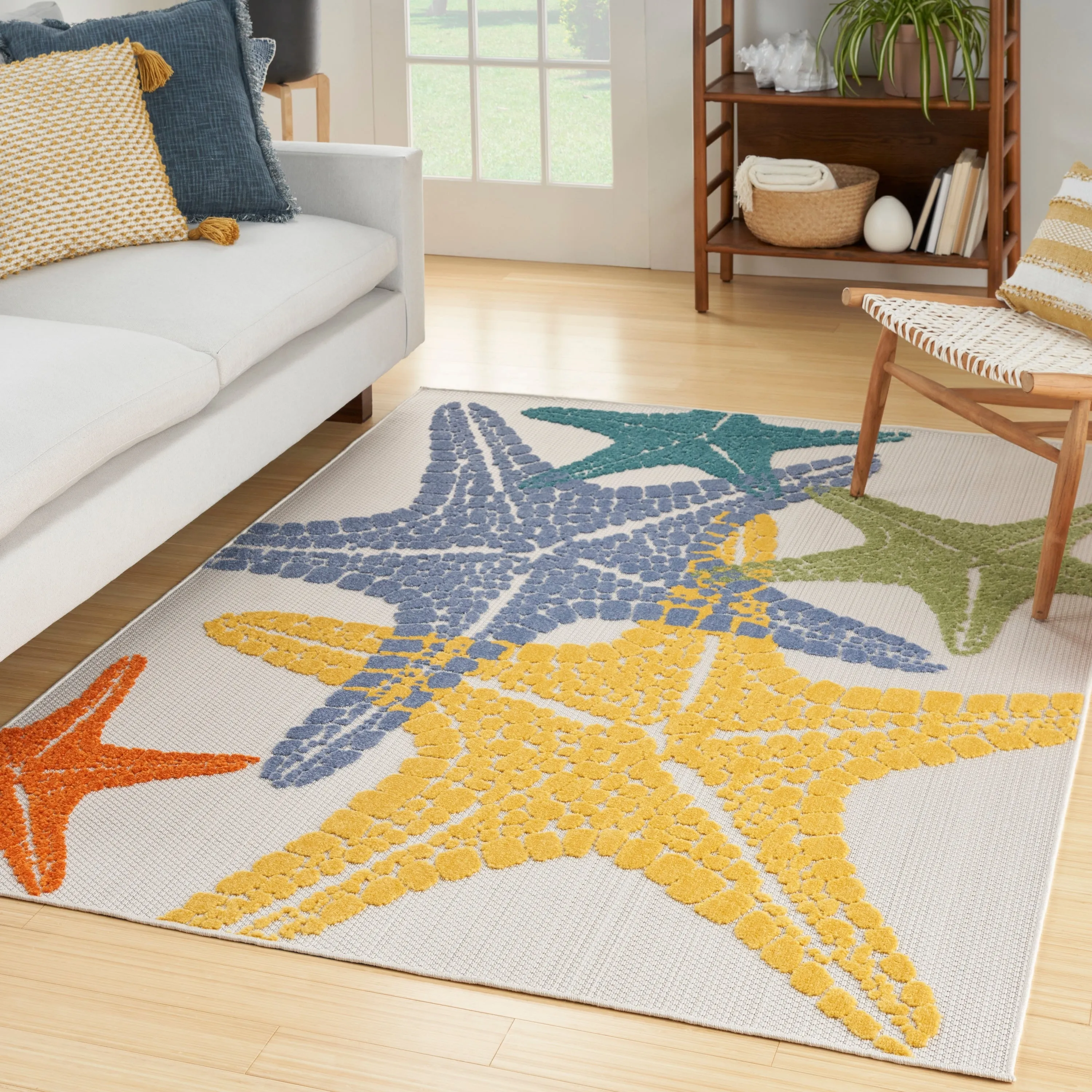 Aloha Coastal Starfish Beach Indoor/Outdoor Area Rug