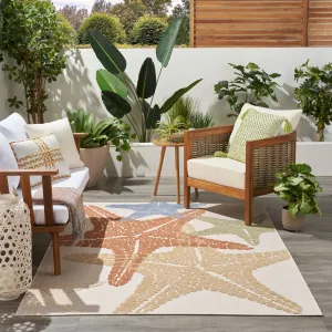 Aloha Coastal Starfish Beach Indoor/Outdoor Area Rug