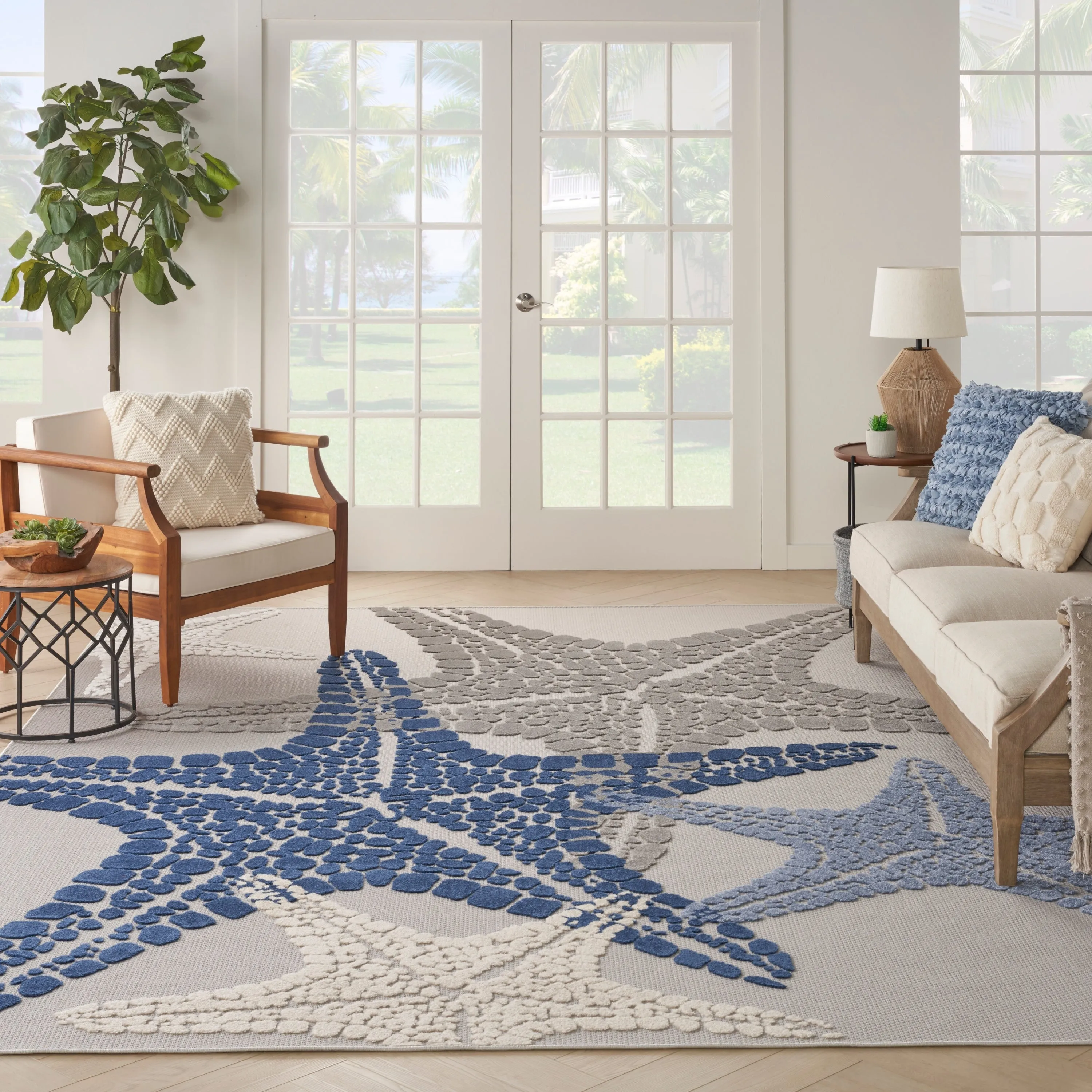 Aloha Coastal Starfish Beach Indoor/Outdoor Area Rug