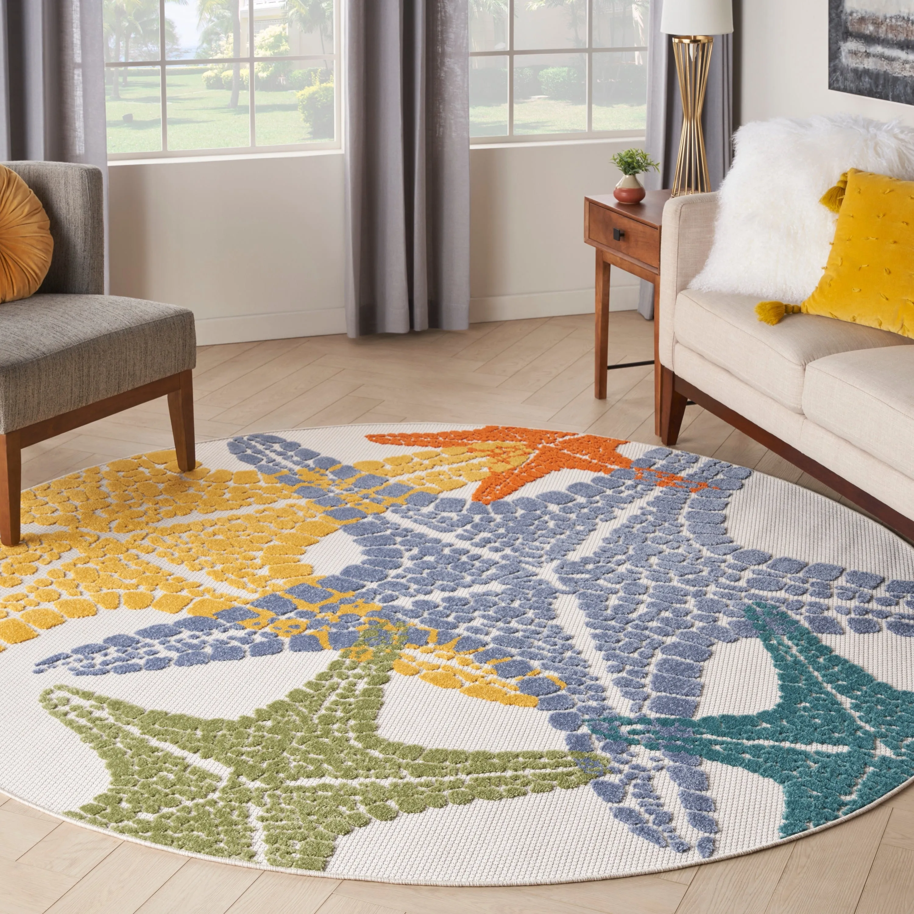 Aloha Coastal Starfish Beach Indoor/Outdoor Area Rug