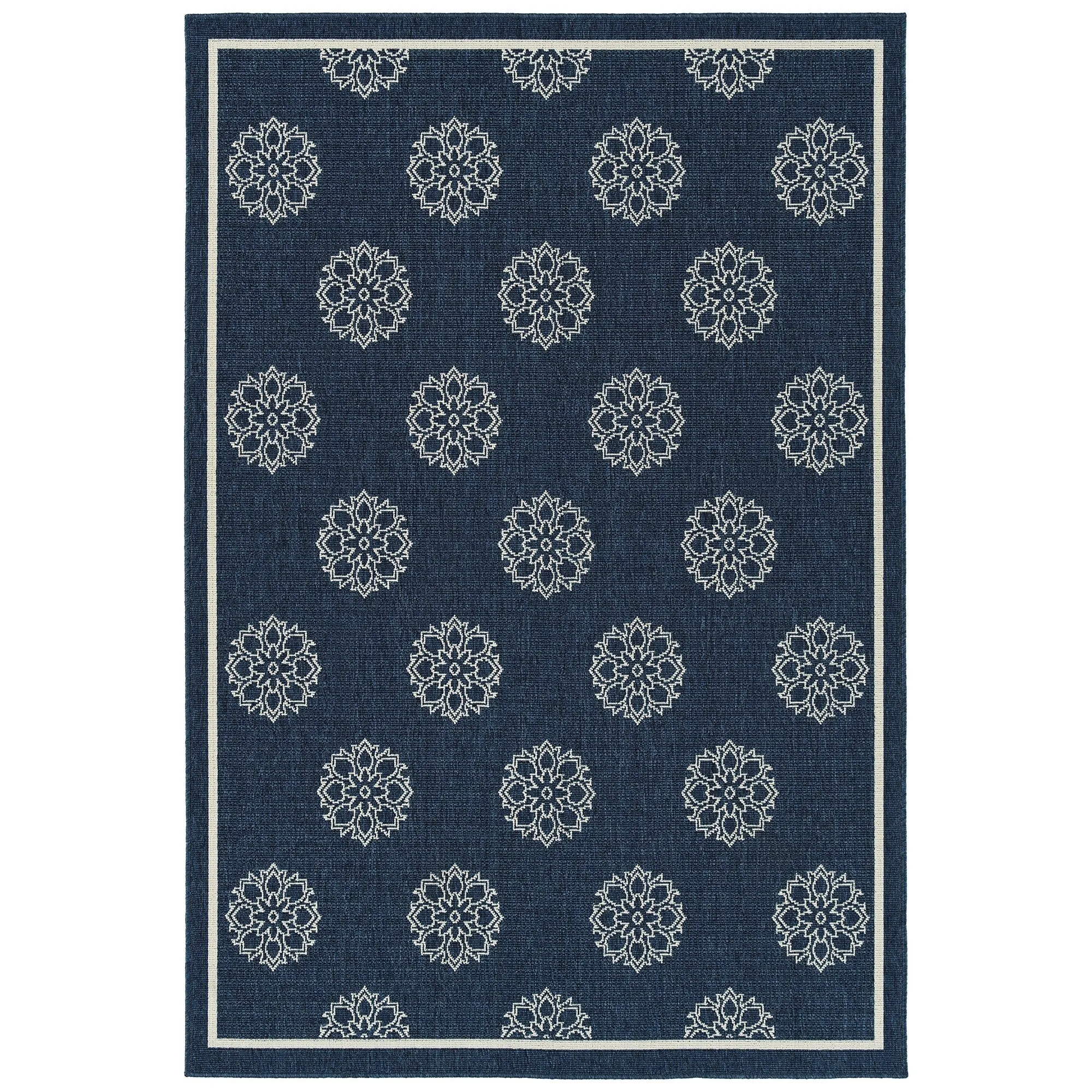 Ambrosi Geometric Medallion Pattern Coastal Indoor/ Outdoor Area Rug