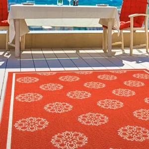 Ambrosi Geometric Medallion Pattern Coastal Indoor/ Outdoor Area Rug