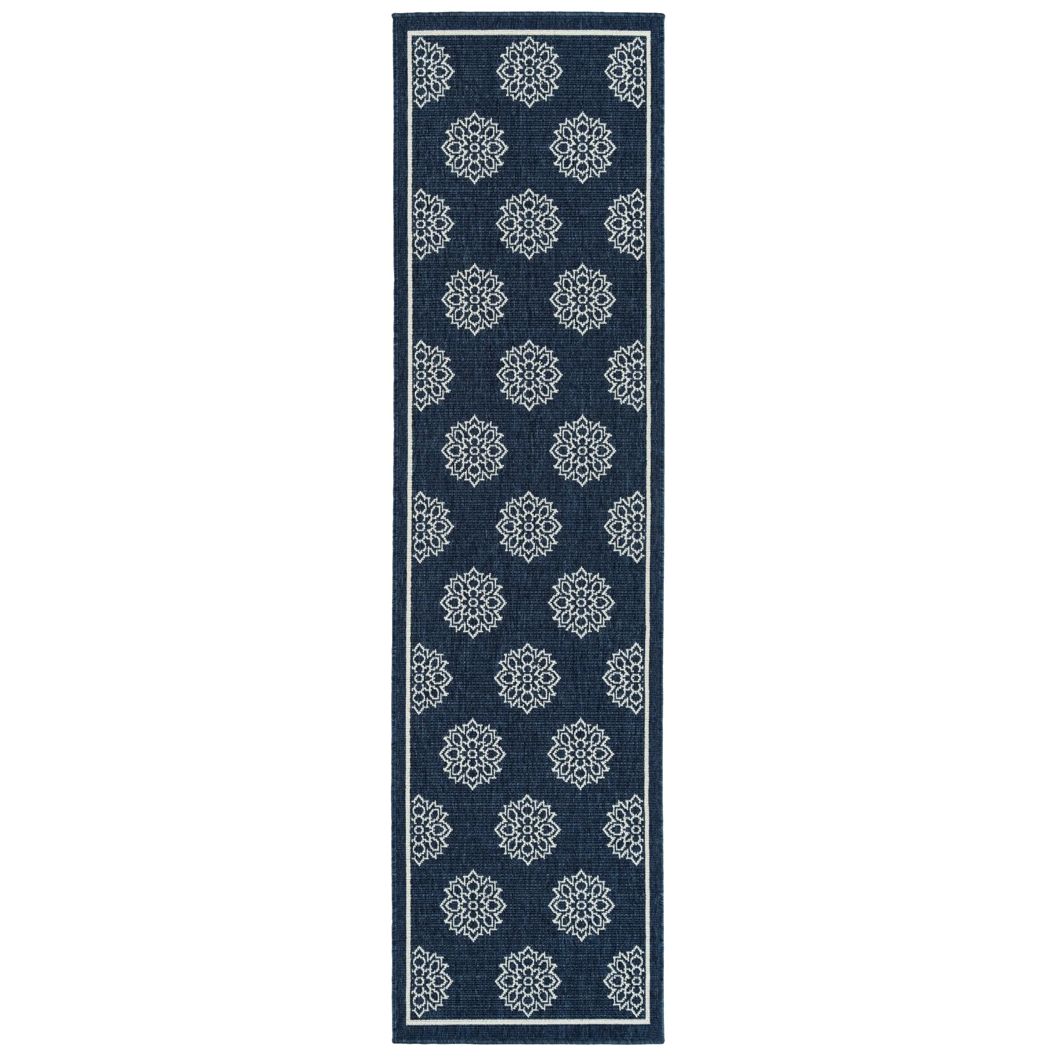 Ambrosi Geometric Medallion Pattern Coastal Indoor/ Outdoor Area Rug