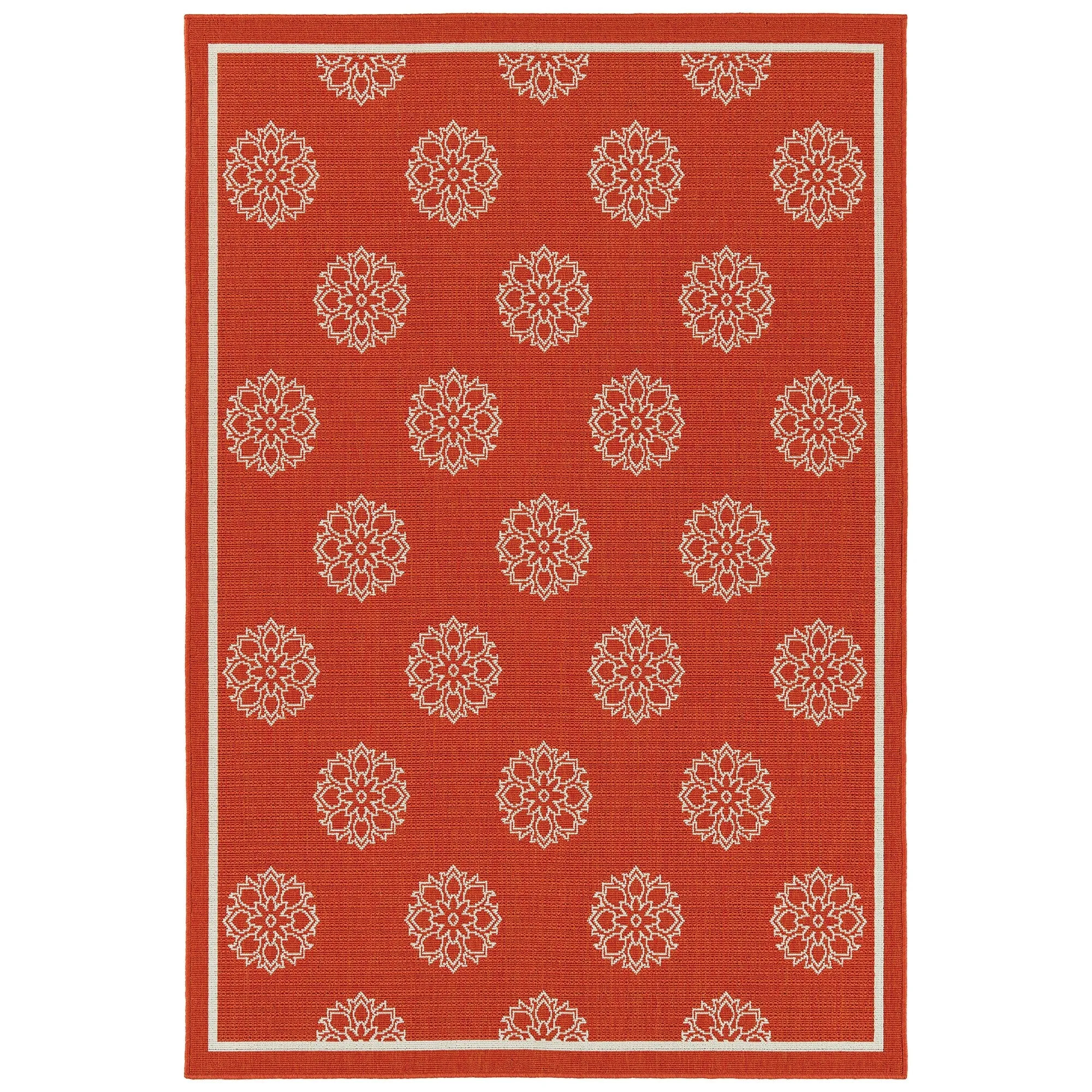 Ambrosi Geometric Medallion Pattern Coastal Indoor/ Outdoor Area Rug