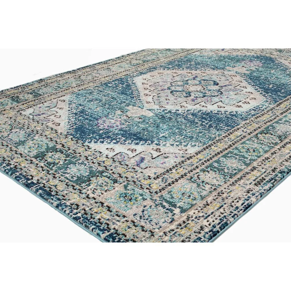 Bashian Eliza Teal Power Loomed Area Rug