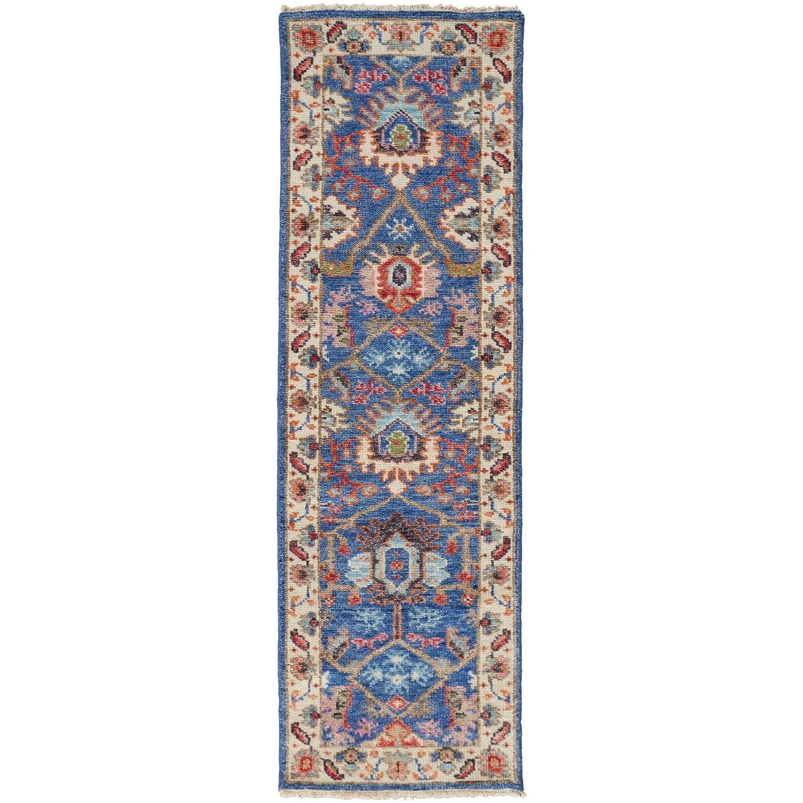 Bennet Luxury Wool Rug. Ornamental Border. Blue. Accent Rug