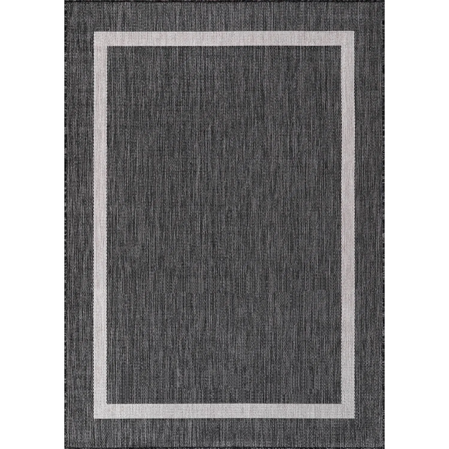 Beverly Rug Modern Bordered Indoor Outdoor Rug. Outside Carpet for Patio. Deck. Porch