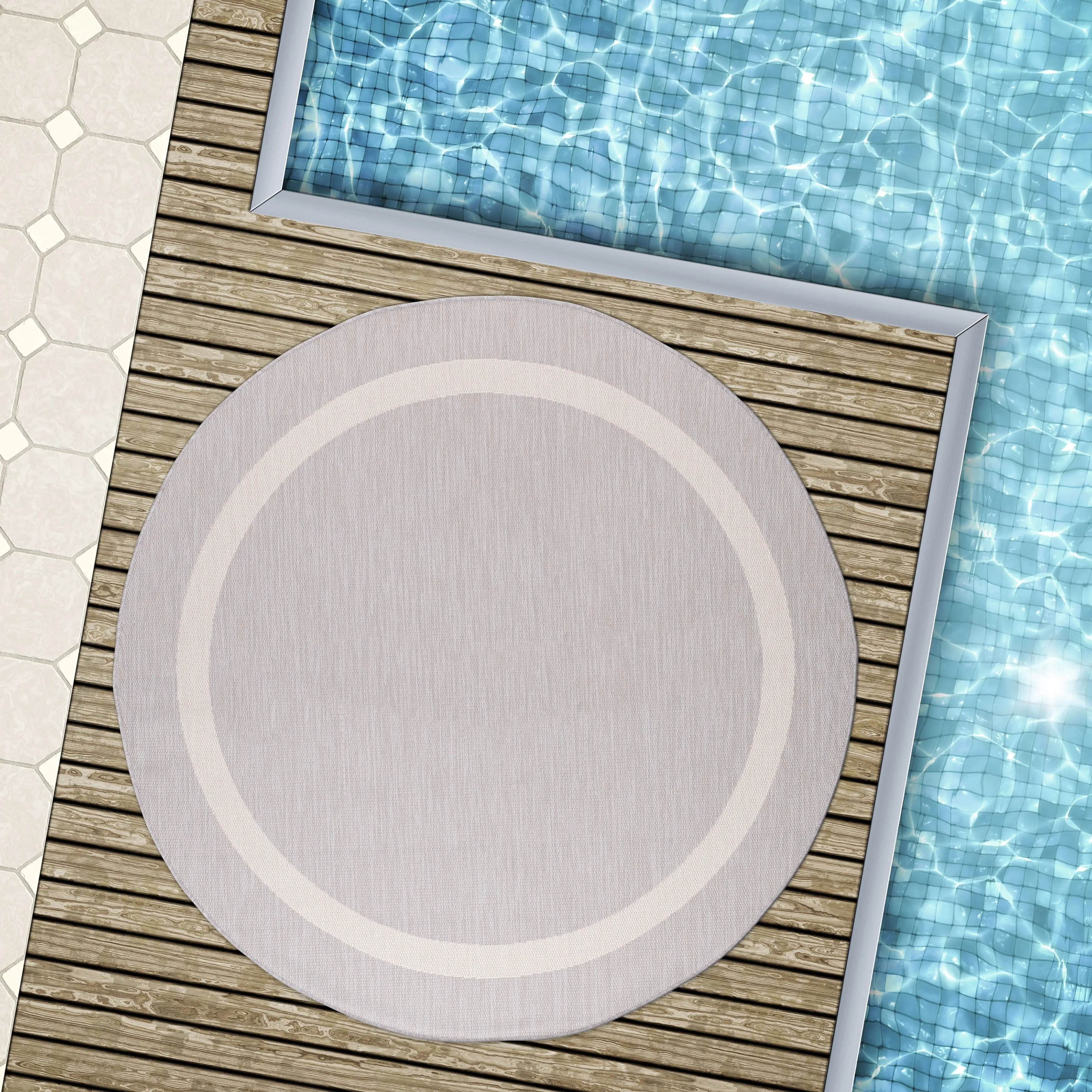 Beverly Rug Modern Bordered Indoor Outdoor Rug. Outside Carpet for Patio. Deck. Porch