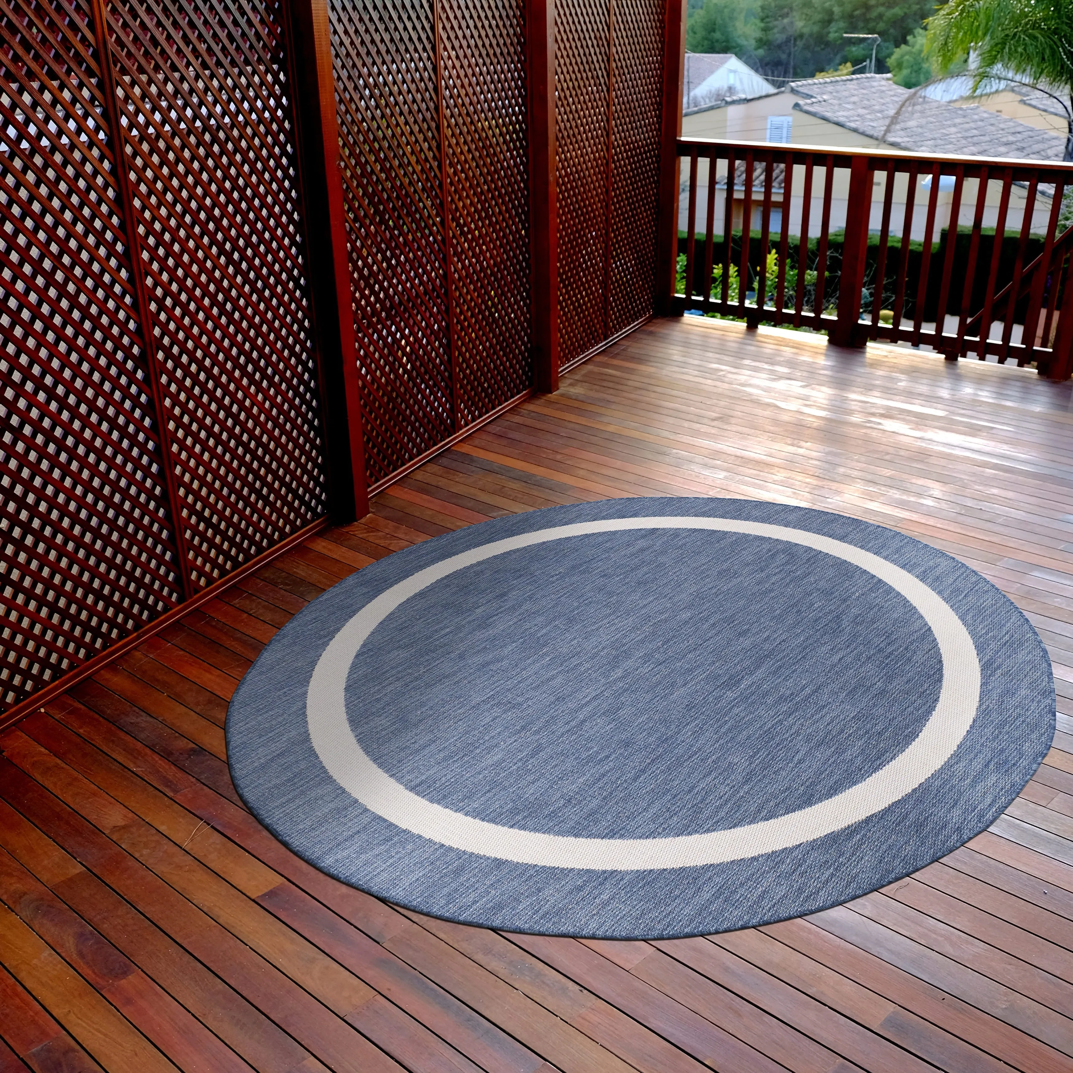 Beverly Rug Modern Bordered Indoor Outdoor Rug. Outside Carpet for Patio. Deck. Porch