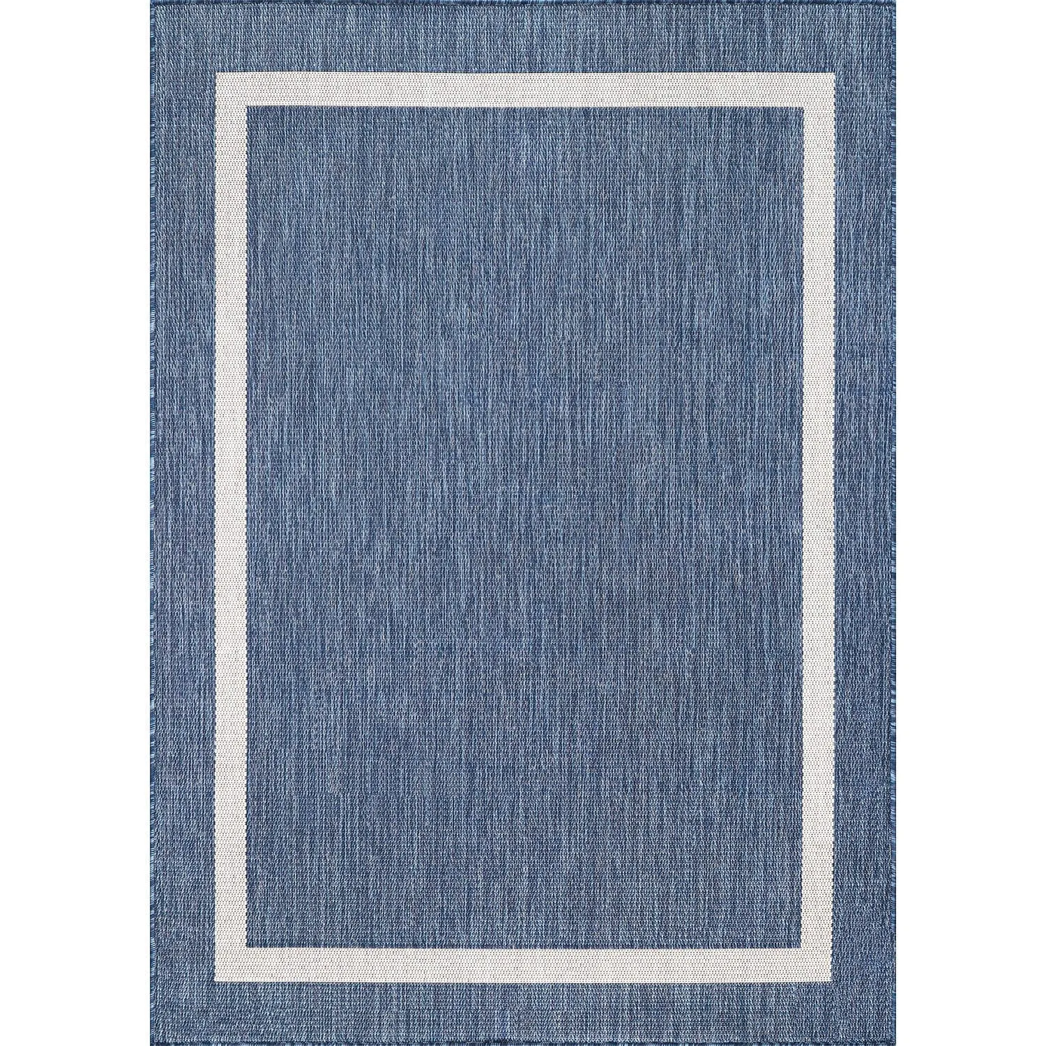Beverly Rug Modern Bordered Indoor Outdoor Rug. Outside Carpet for Patio. Deck. Porch