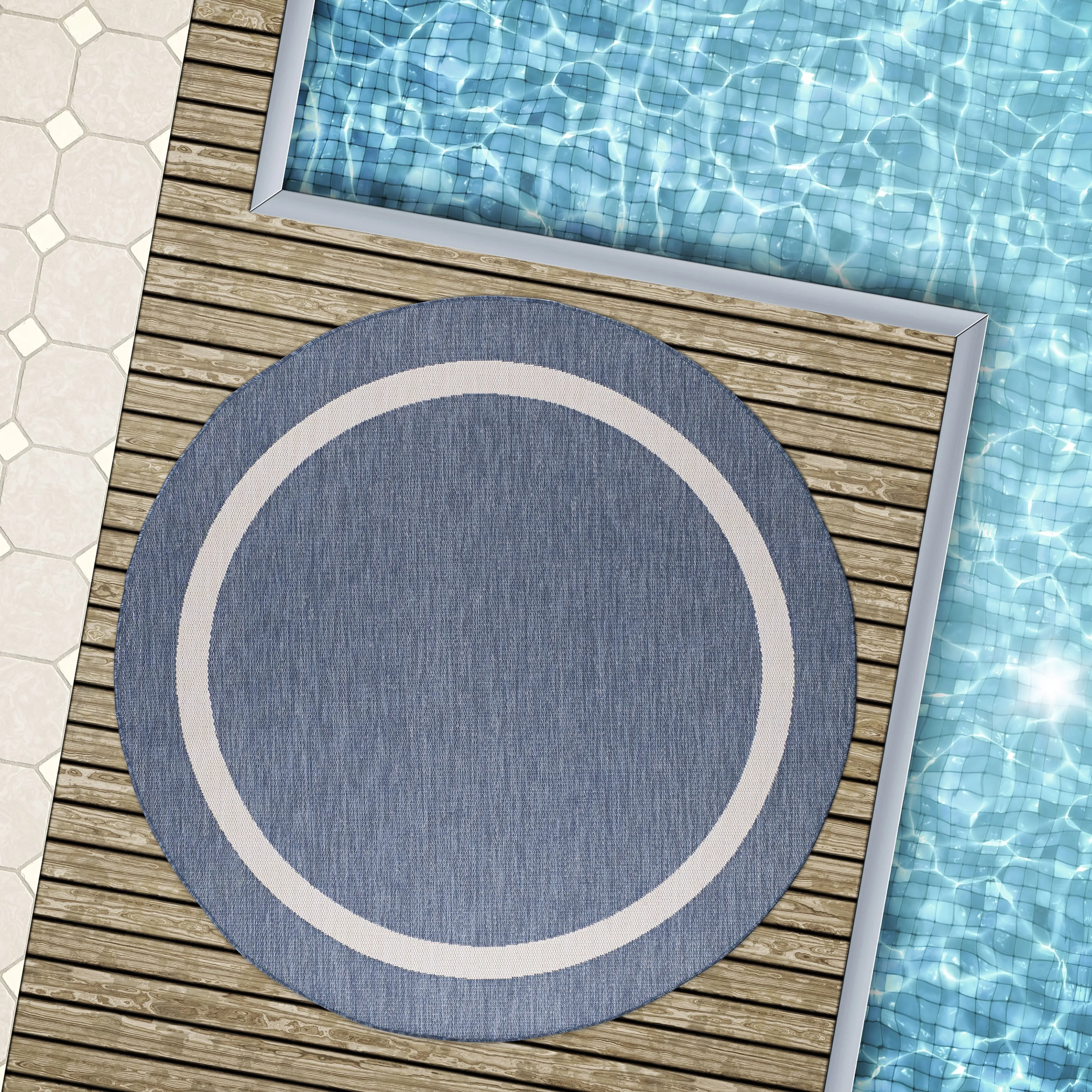 Beverly Rug Modern Bordered Indoor Outdoor Rug. Outside Carpet for Patio. Deck. Porch