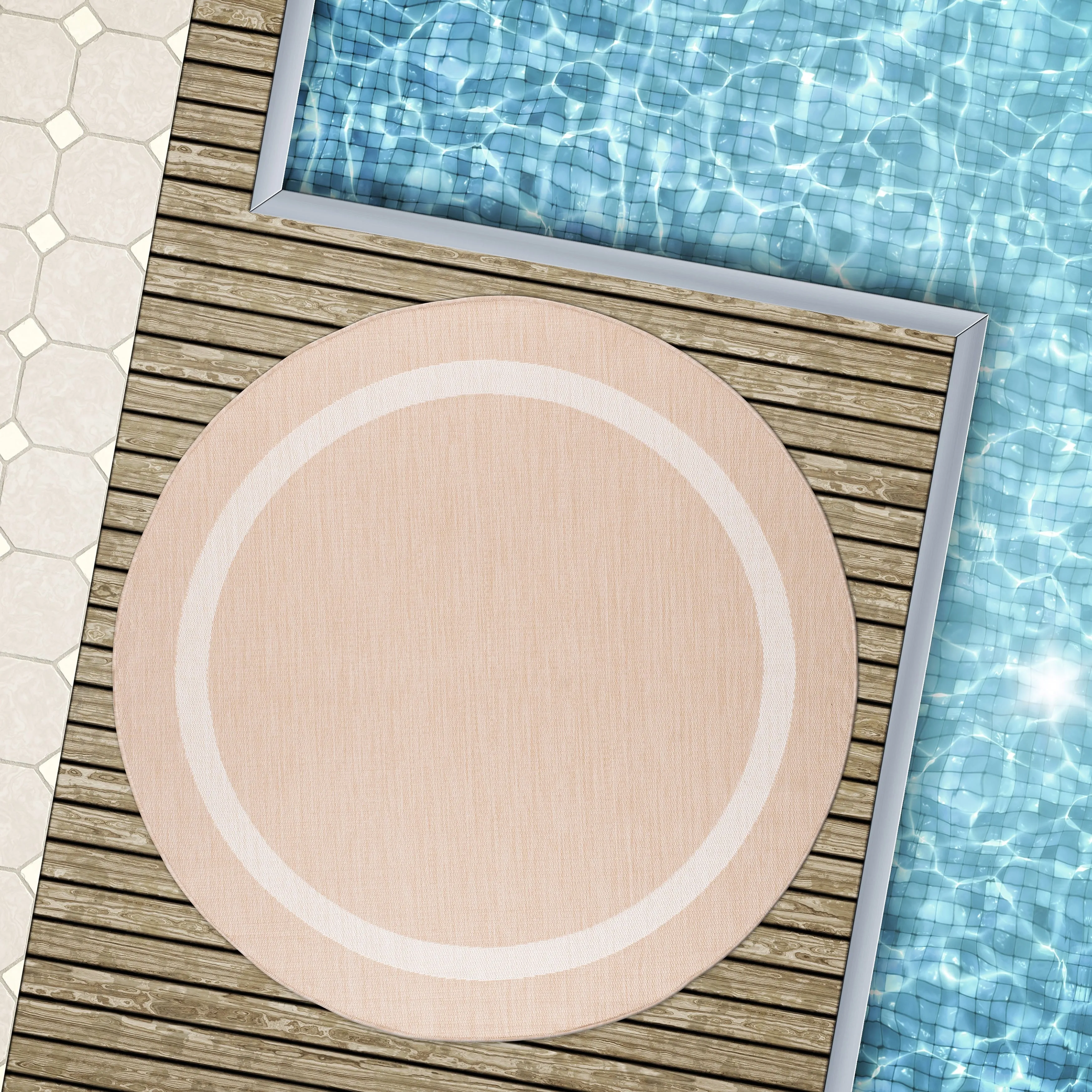 Beverly Rug Modern Bordered Indoor Outdoor Rug. Outside Carpet for Patio. Deck. Porch