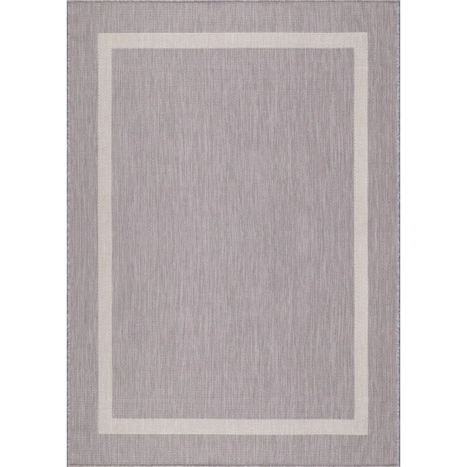 Beverly Rug Modern Bordered Indoor Outdoor Rug. Outside Carpet for Patio. Deck. Porch