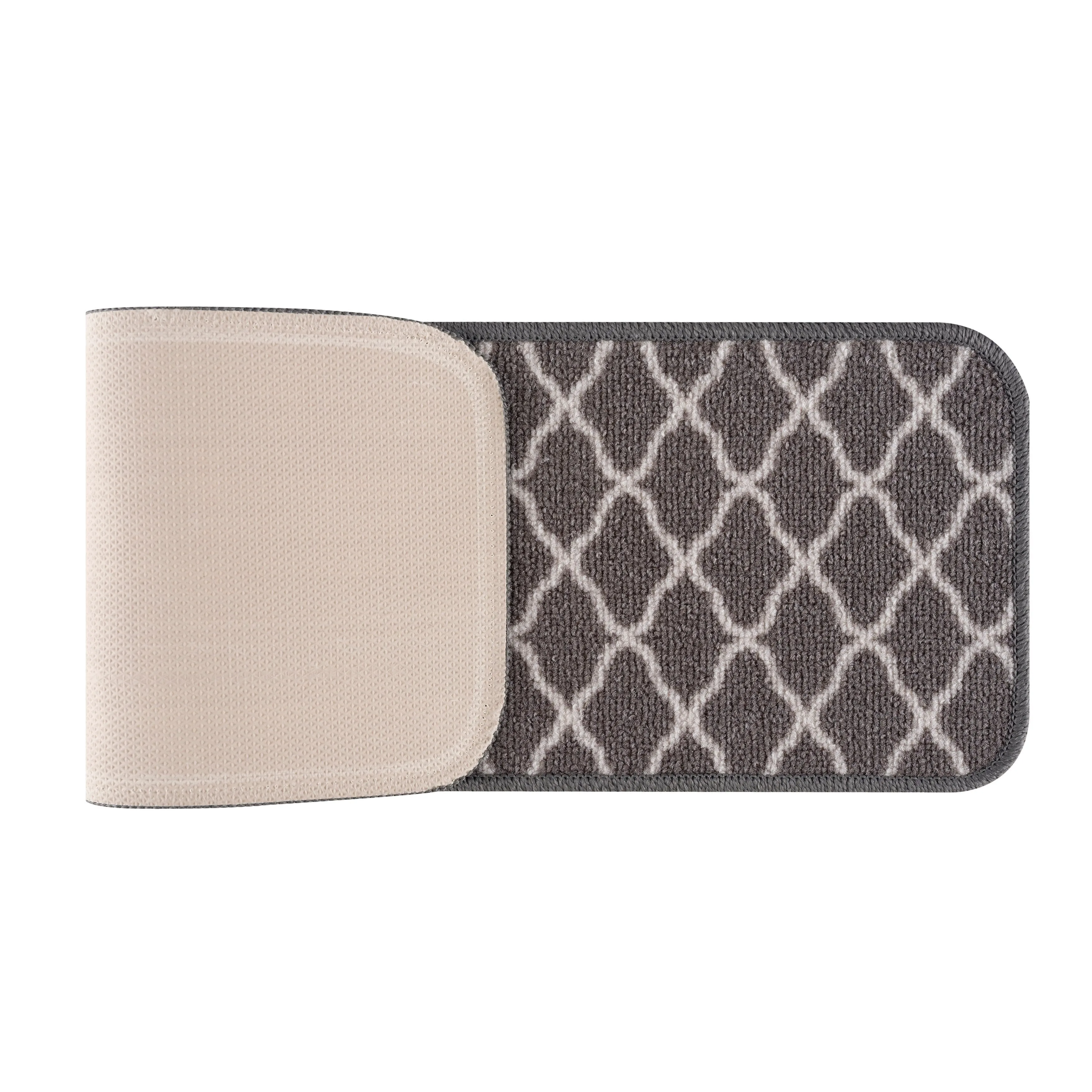Beverly Rug Non Slip Stair Treads with Anti-Skid Rubber Backing. Trellis Design. 8.5''x 26''