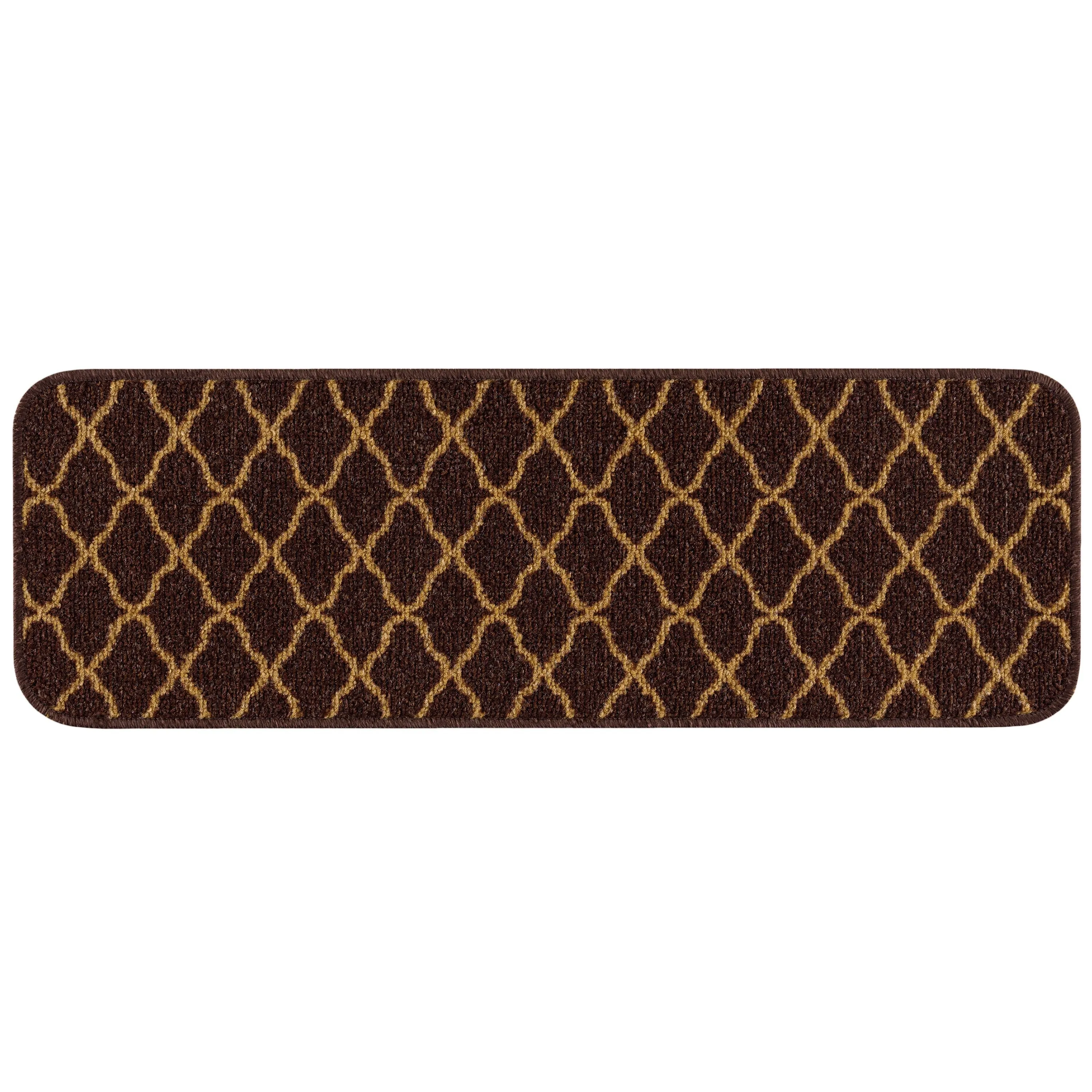 Beverly Rug Non Slip Stair Treads with Anti-Skid Rubber Backing. Trellis Design. 8.5''x 26''