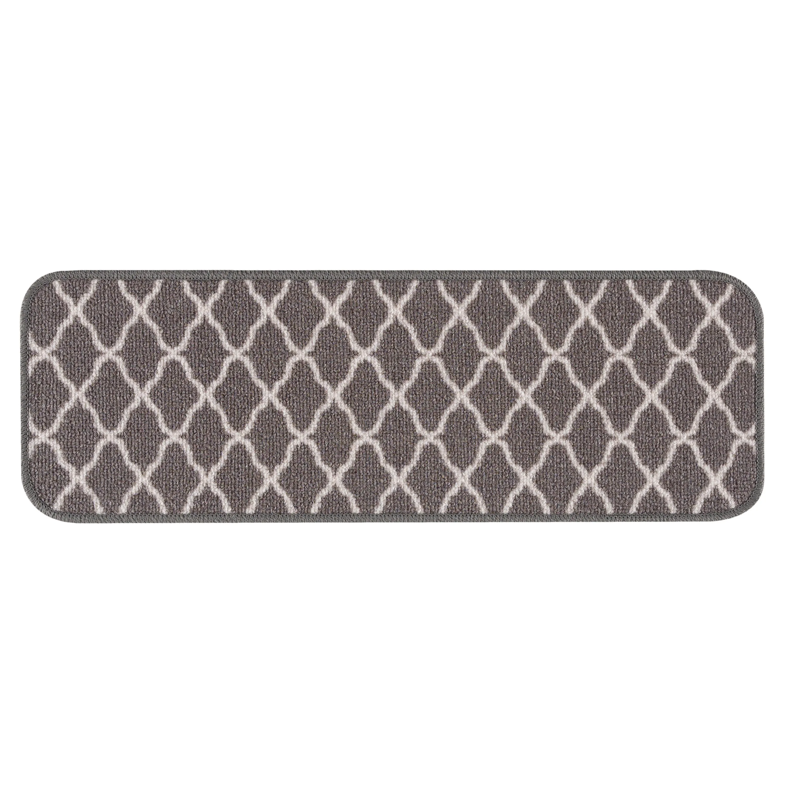Beverly Rug Non Slip Stair Treads with Anti-Skid Rubber Backing. Trellis Design. 8.5''x 26''