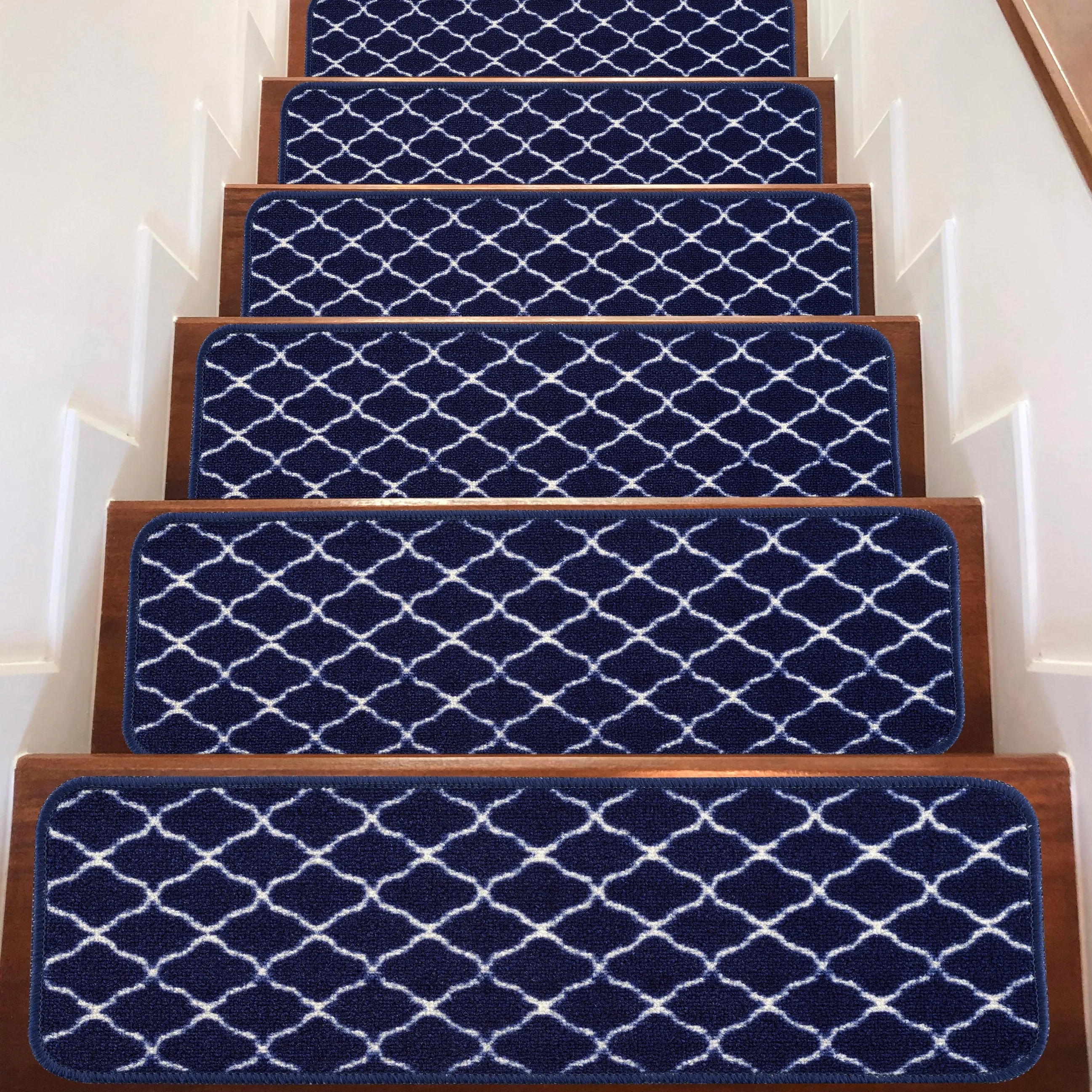 Beverly Rug Non Slip Stair Treads with Anti-Skid Rubber Backing. Trellis Design. 8.5''x 26''