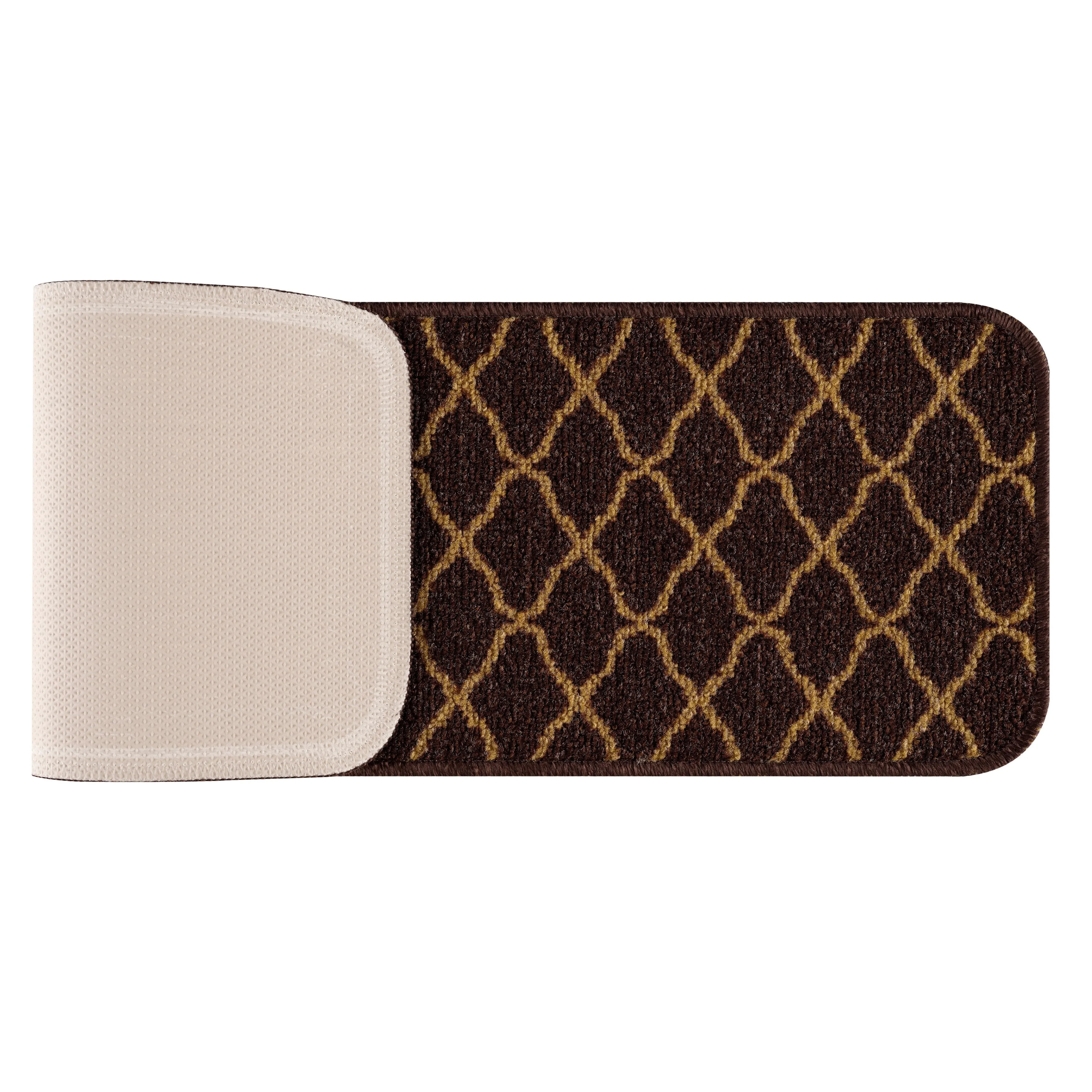 Beverly Rug Non Slip Stair Treads with Anti-Skid Rubber Backing. Trellis Design. 8.5''x 26''