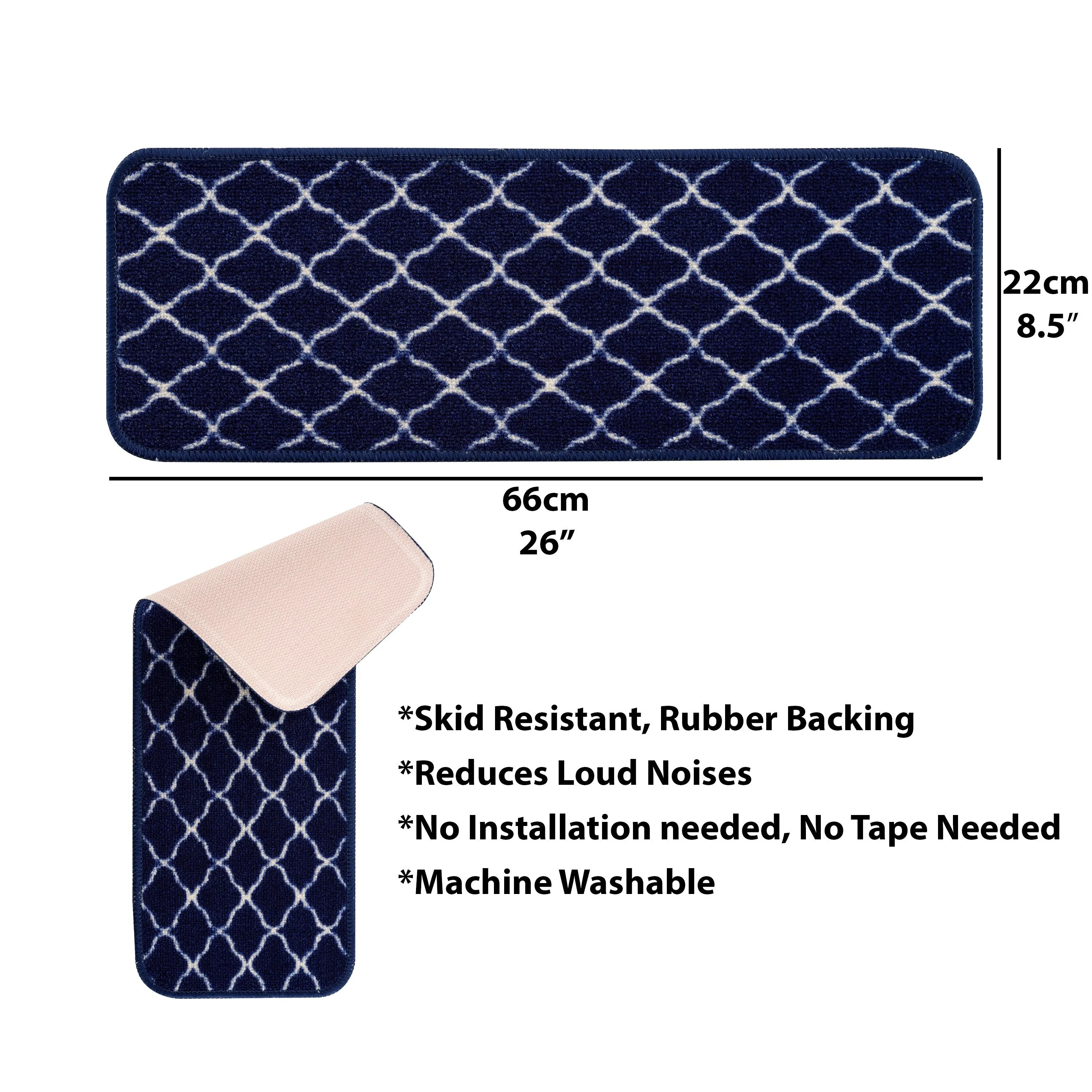 Beverly Rug Non Slip Stair Treads with Anti-Skid Rubber Backing. Trellis Design. 8.5''x 26''