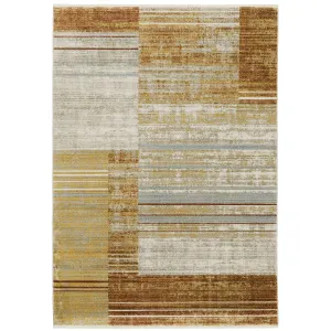 Birmingham Rust Gold Geometric Distressed Casual Area Rug