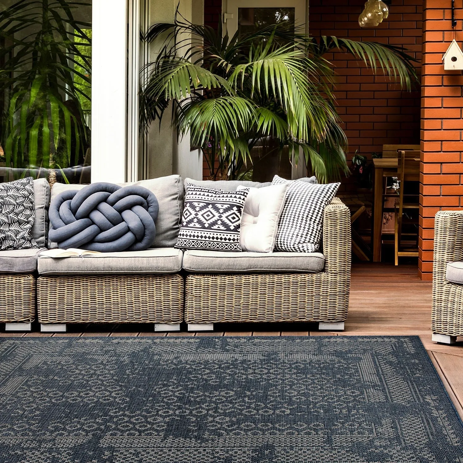 Bohemian Border Indoor/Outdoor Area Rug
