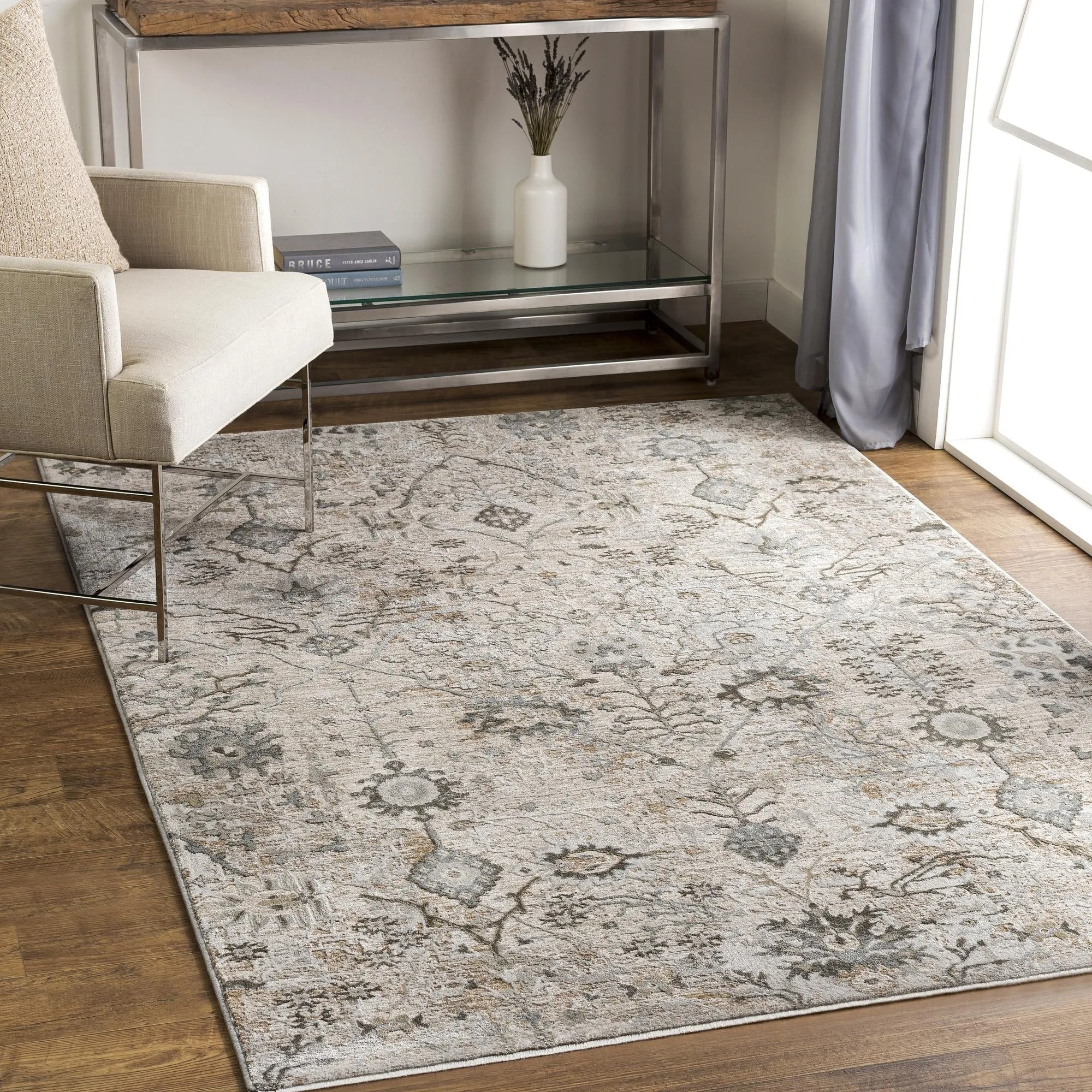 Brain Transitional Floral Area Rug