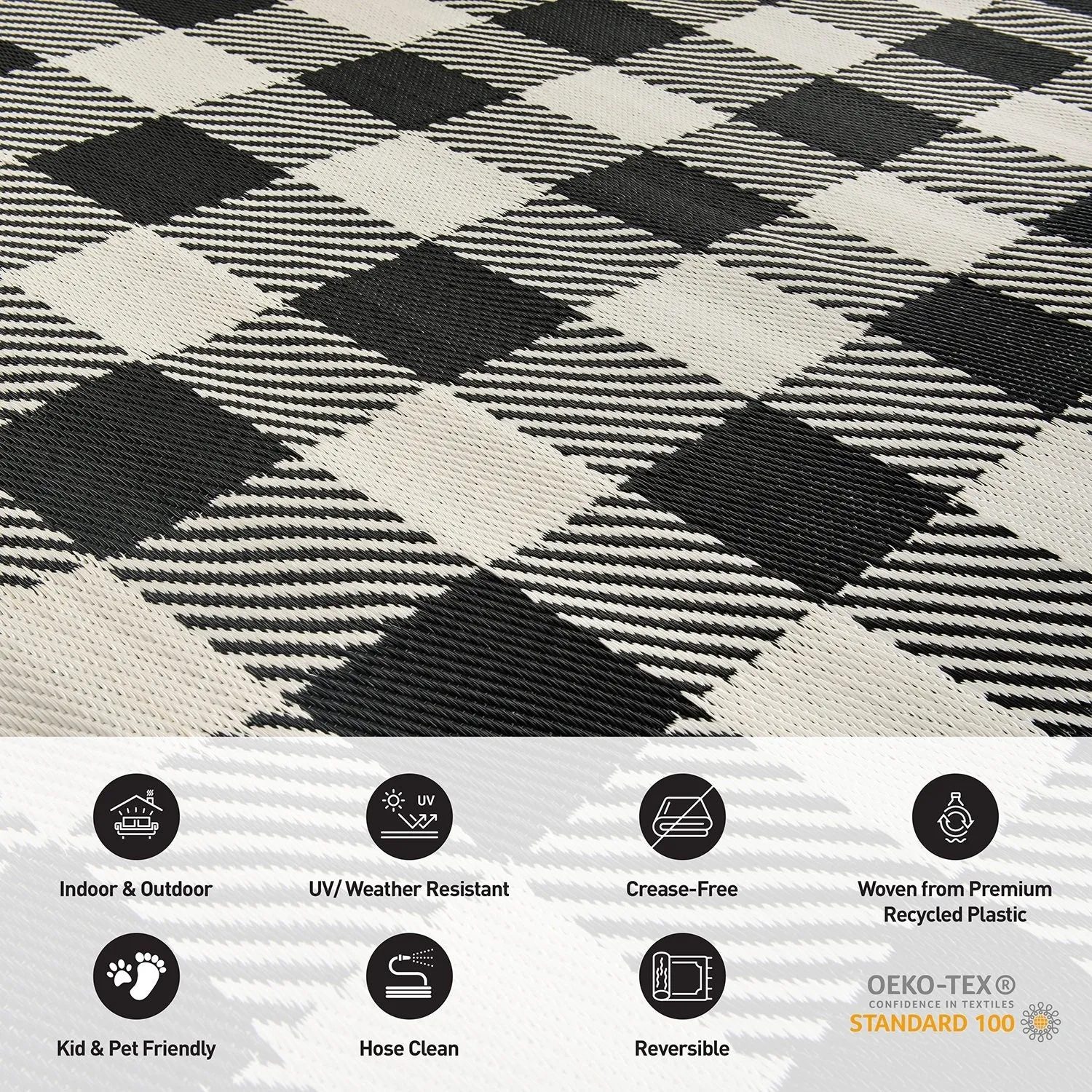 Buffalo Plaid Reversible Plastic Outdoor Rugs