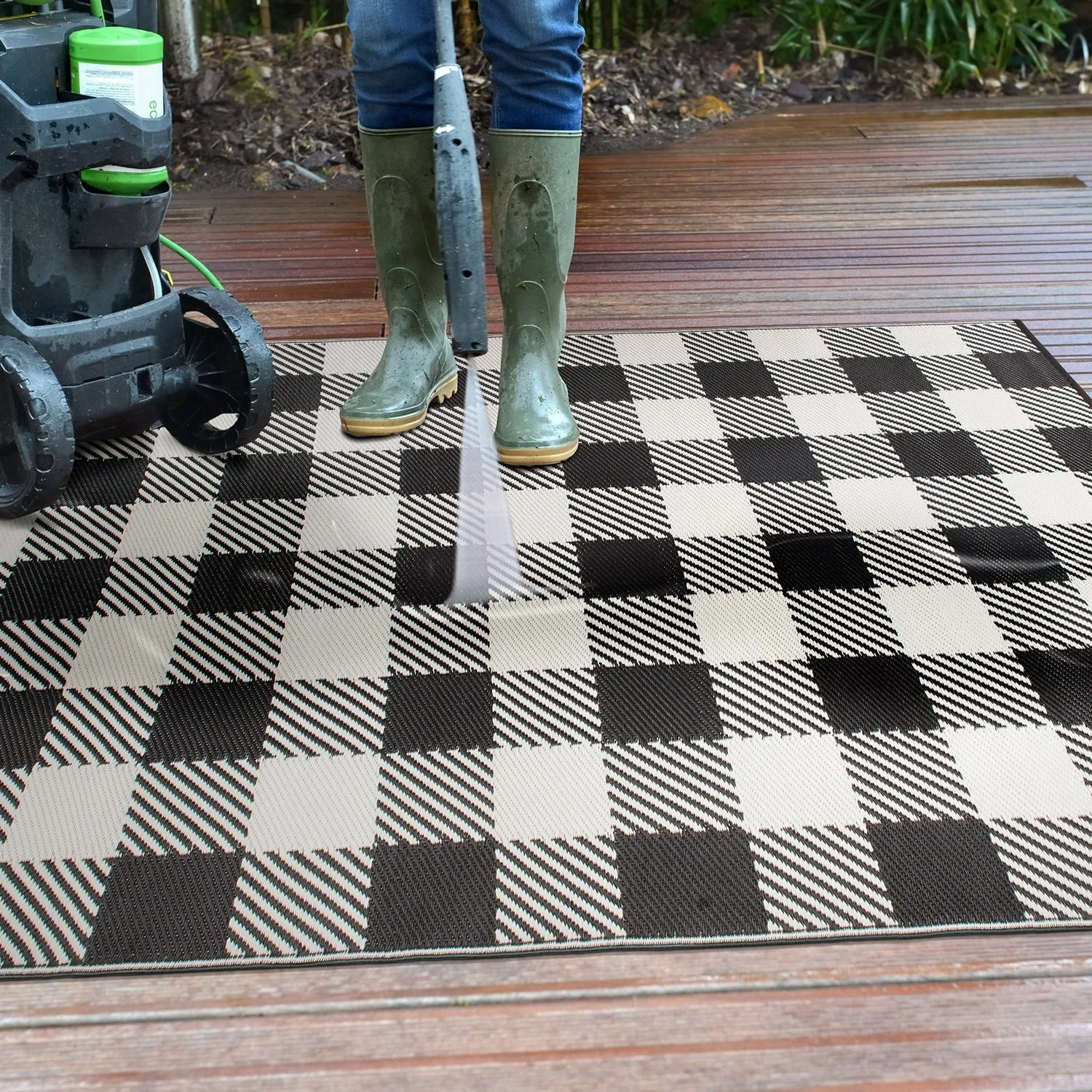 Buffalo Plaid Reversible Plastic Outdoor Rugs