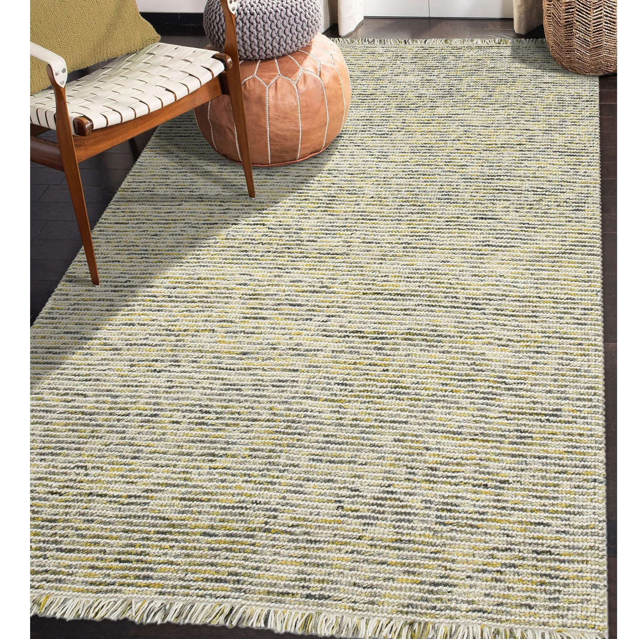 Cableknit Casual Hand-Woven Wool and Cotton Area Rug