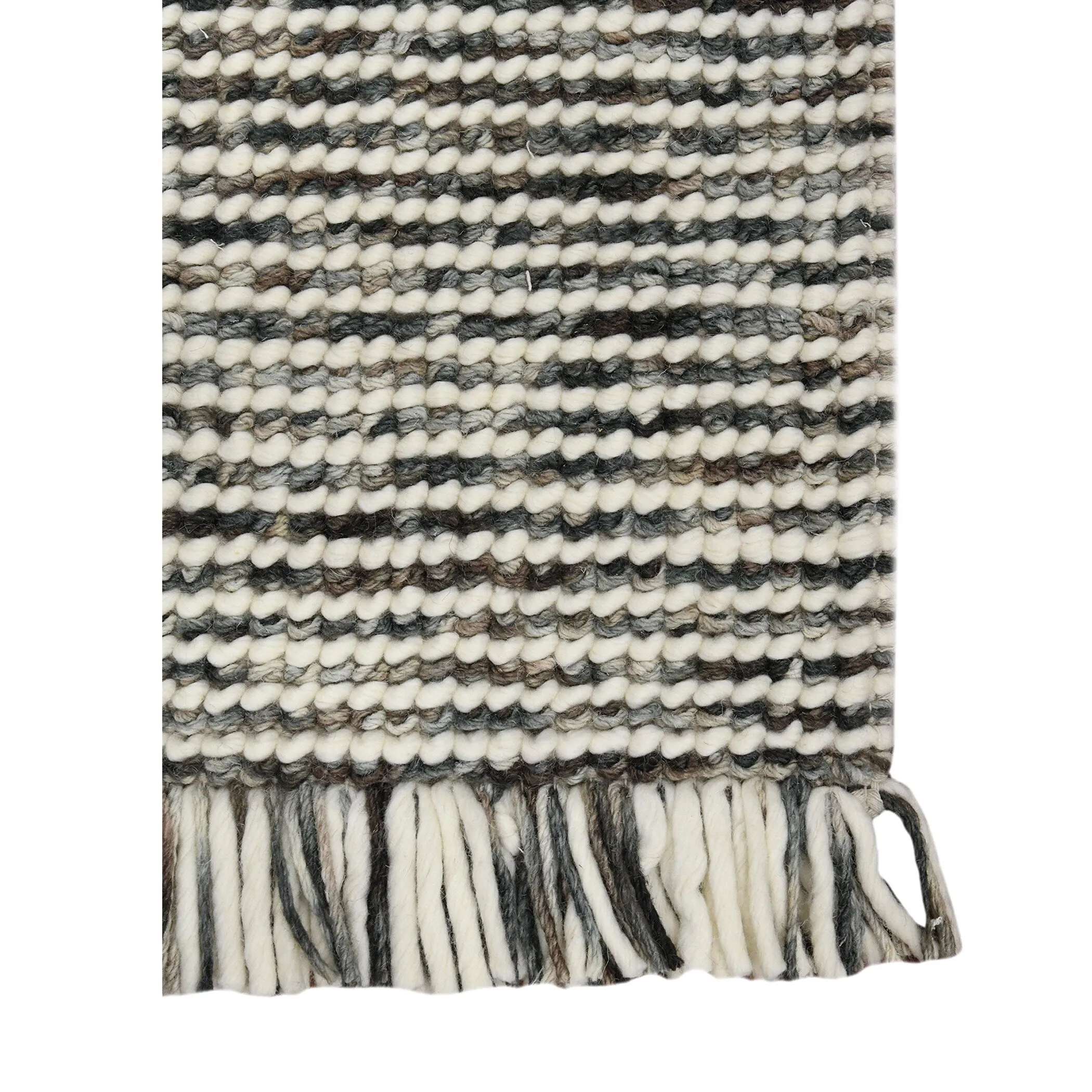 Cableknit Casual Hand-Woven Wool and Cotton Area Rug