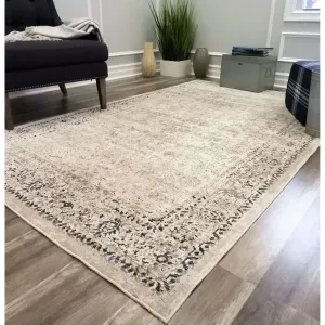 Cambridge CreamVintage Distressed Oriental Area Rug