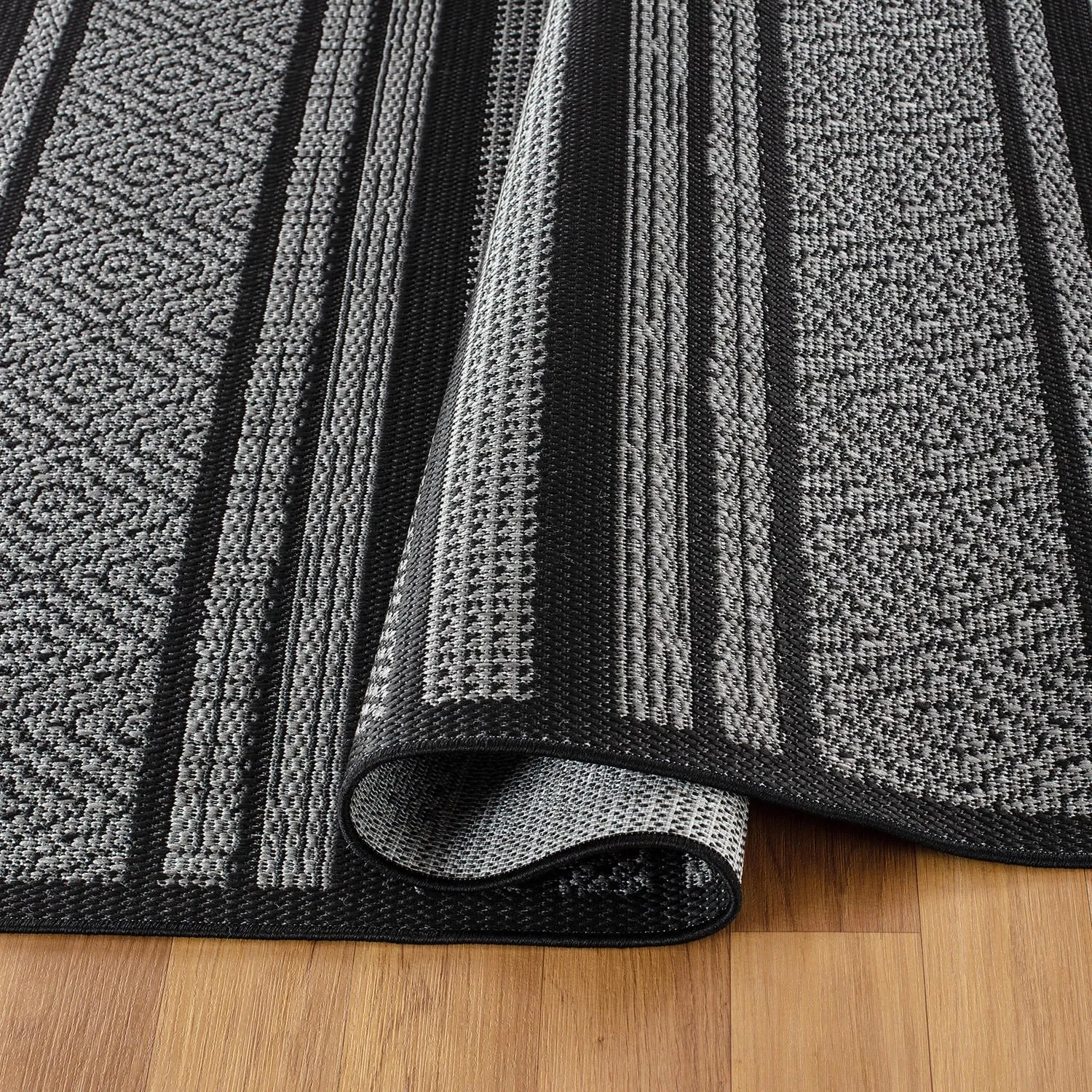 Contemporary Bohemain Stripes Indoor/Outdoor Flatweave Waterproof Backyard Patio Area Rug