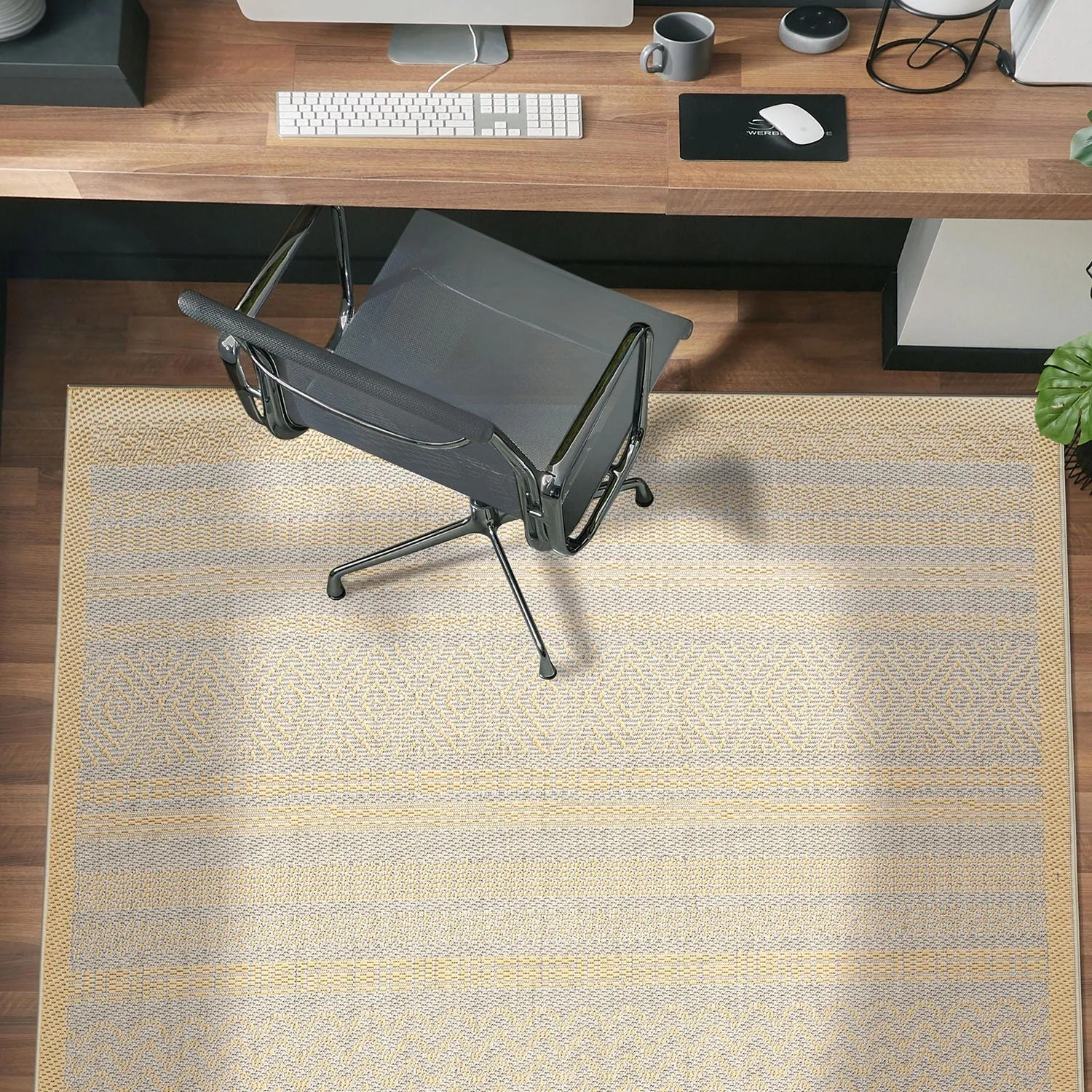 Contemporary Bohemain Stripes Indoor/Outdoor Flatweave Waterproof Backyard Patio Area Rug