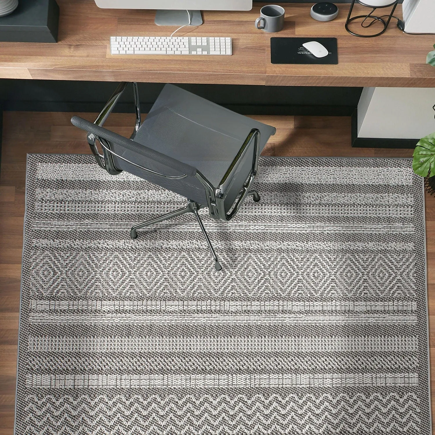 Contemporary Bohemain Stripes Indoor/Outdoor Flatweave Waterproof Backyard Patio Area Rug