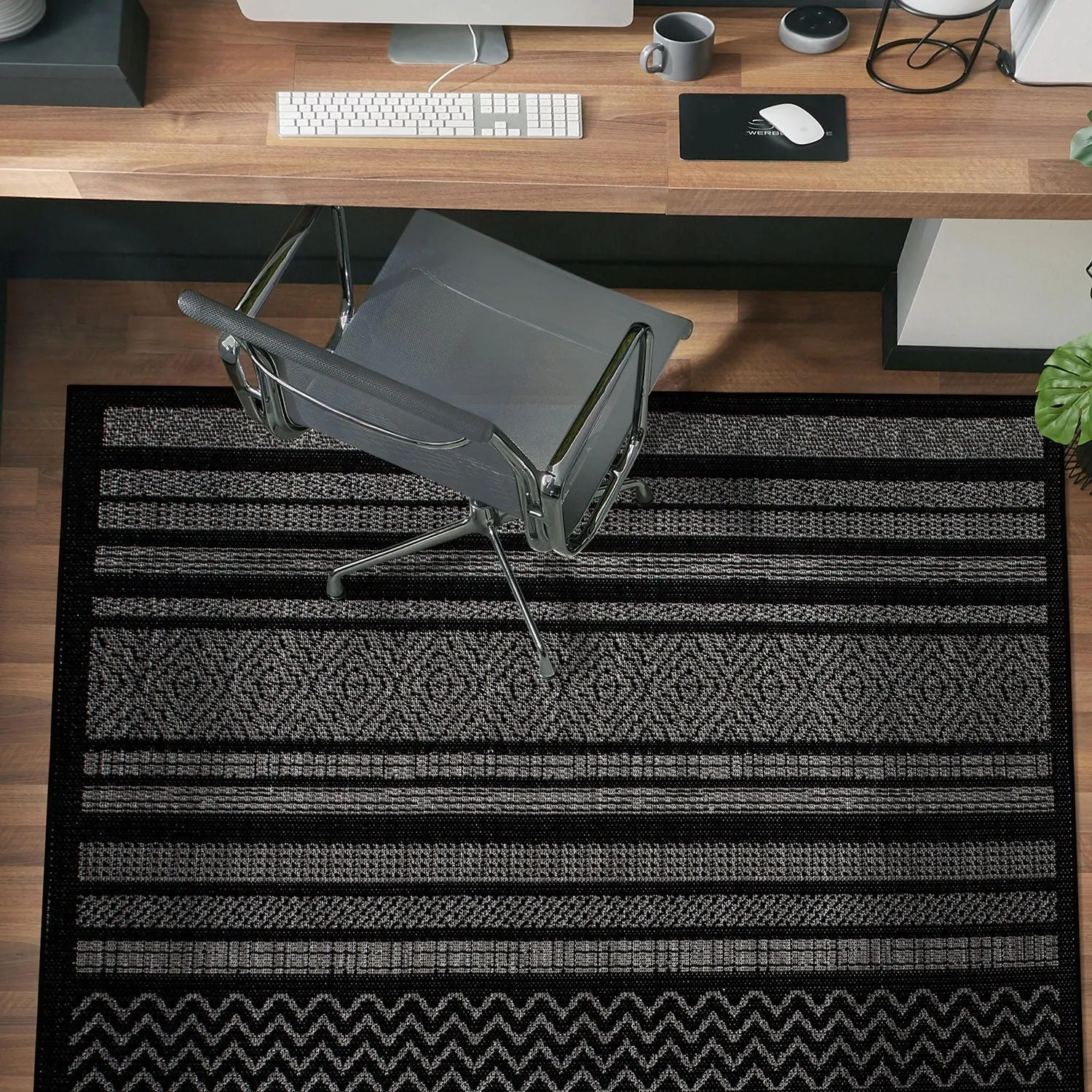 Contemporary Bohemain Stripes Indoor/Outdoor Flatweave Waterproof Backyard Patio Area Rug