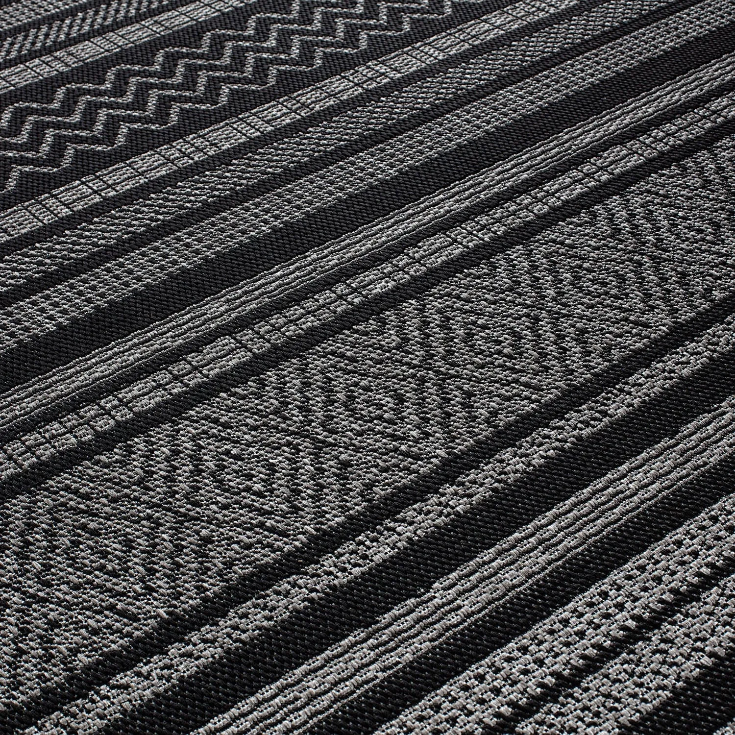 Contemporary Bohemain Stripes Indoor/Outdoor Flatweave Waterproof Backyard Patio Area Rug